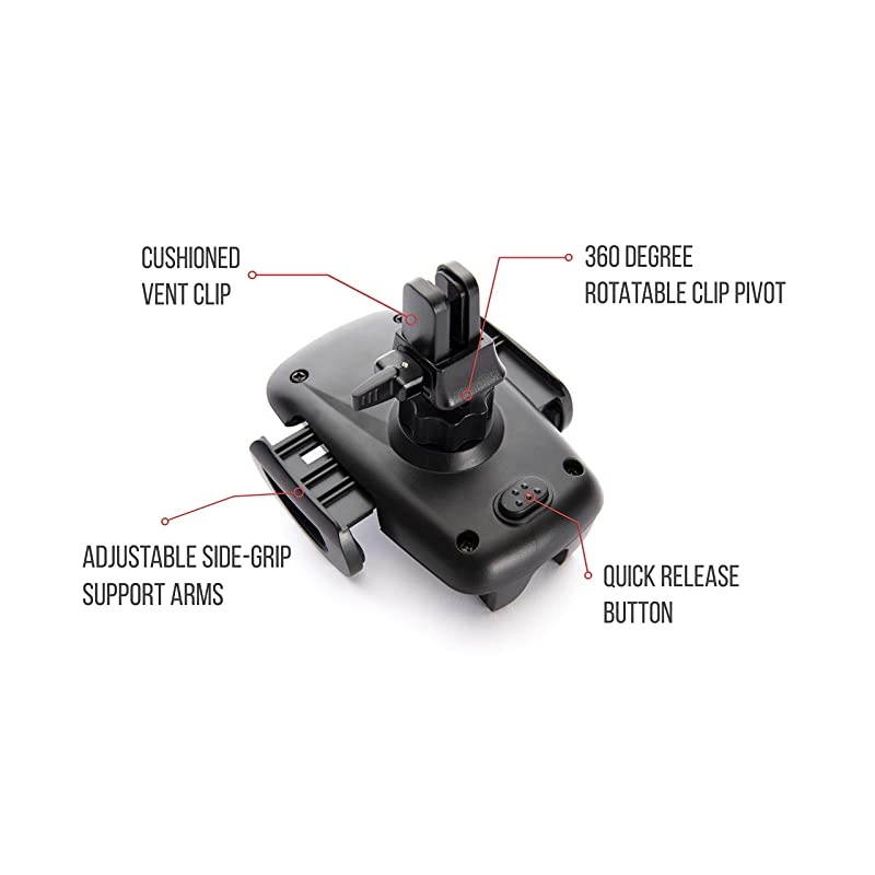 Car Air Vent Cell Phone Holder | Rubber Clamps | Suitable for Varying Thickness of Vent Blades | HandsFree Driving | For a Variety of Cell Phones | 56 x 33 x 28