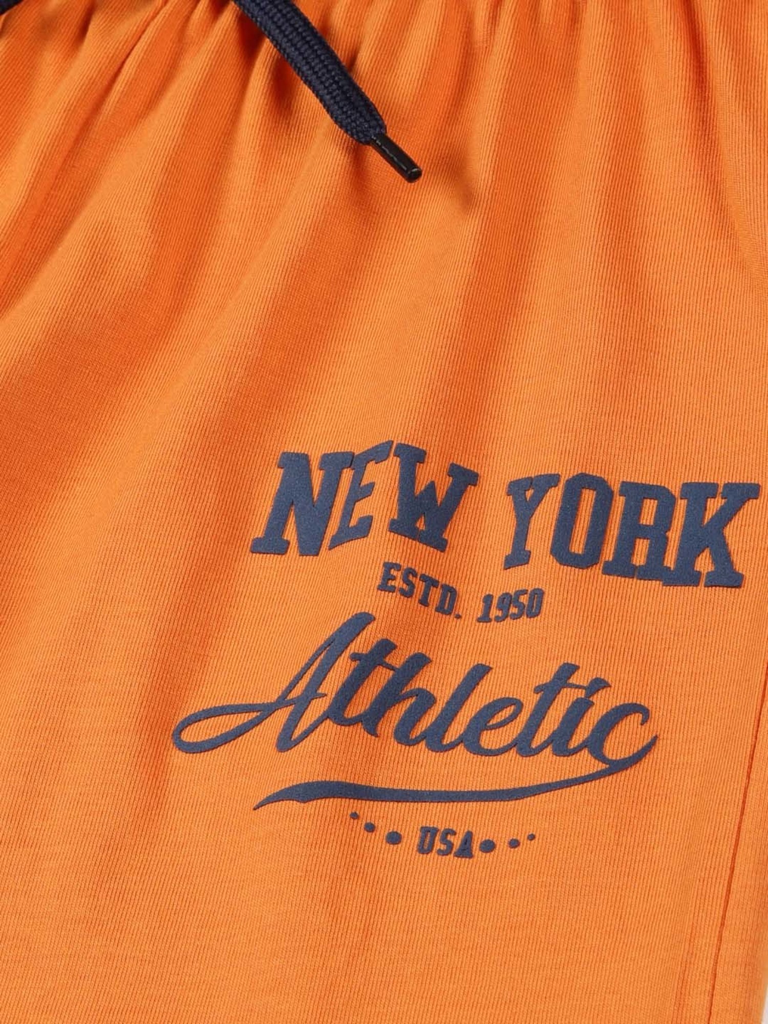 Plum Tree Kids Navy & Orange Cotton Printed Joggers (Pack of 2)