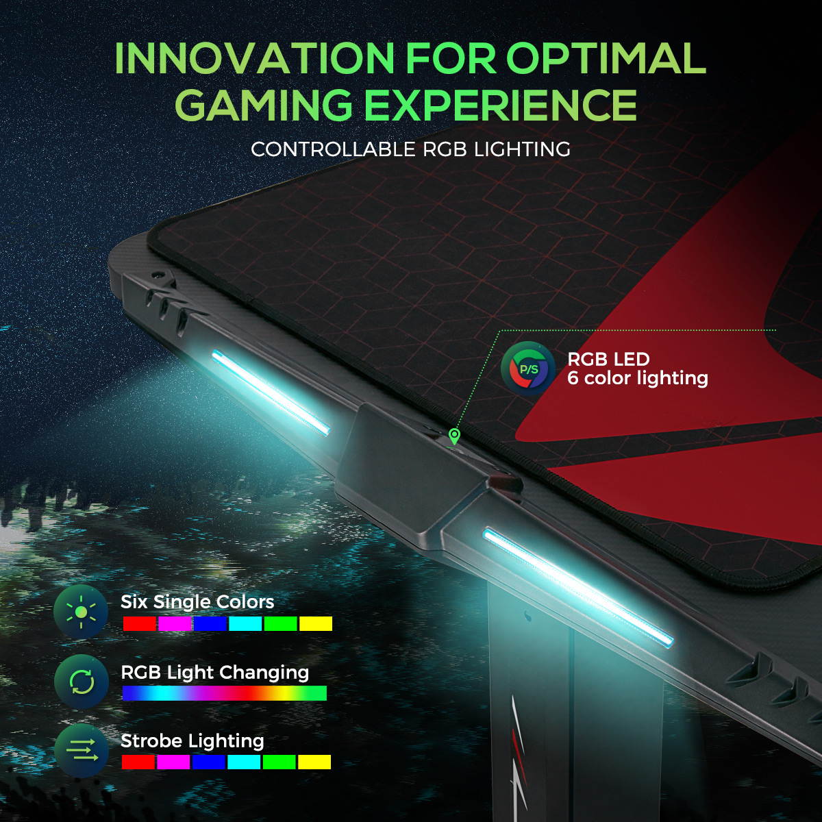 Eureka Ergonomic Gaming Height Adjustable General Series EGD-S62B Standing E-sport Desk with RGB Lighting, Black