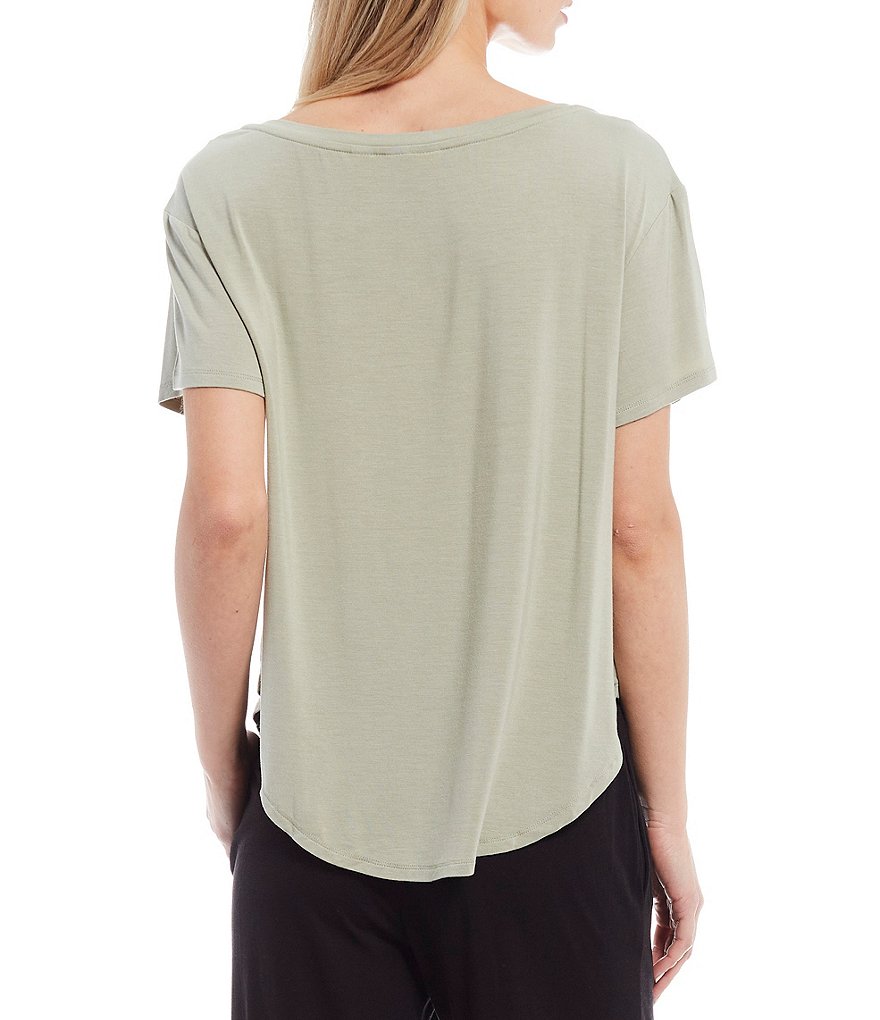 VAN WINKLE & CO. Solid Knit Short Sleeve V-Neck Sleep Tee