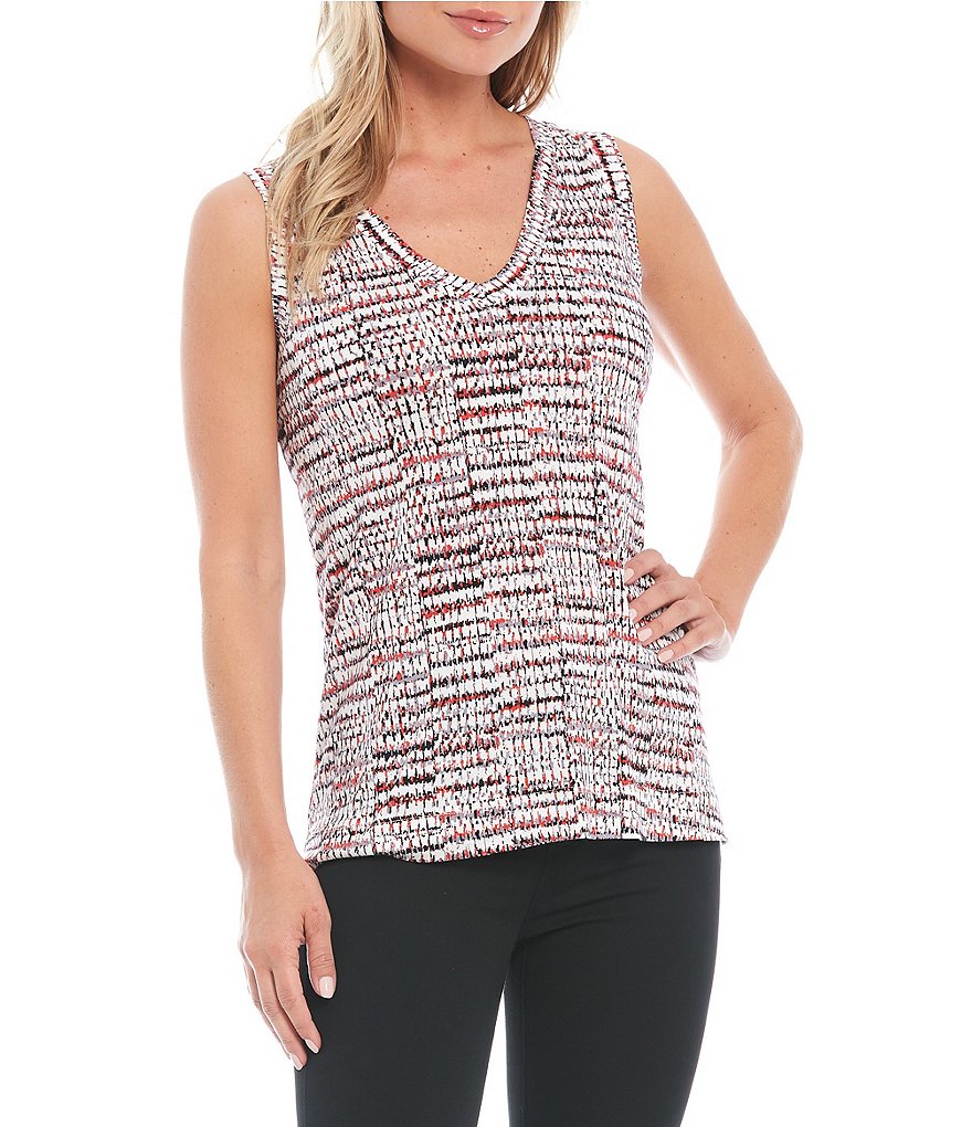 J.McLaughlin Durham Sleeveless Ruffle V-Neck Denim Blouse