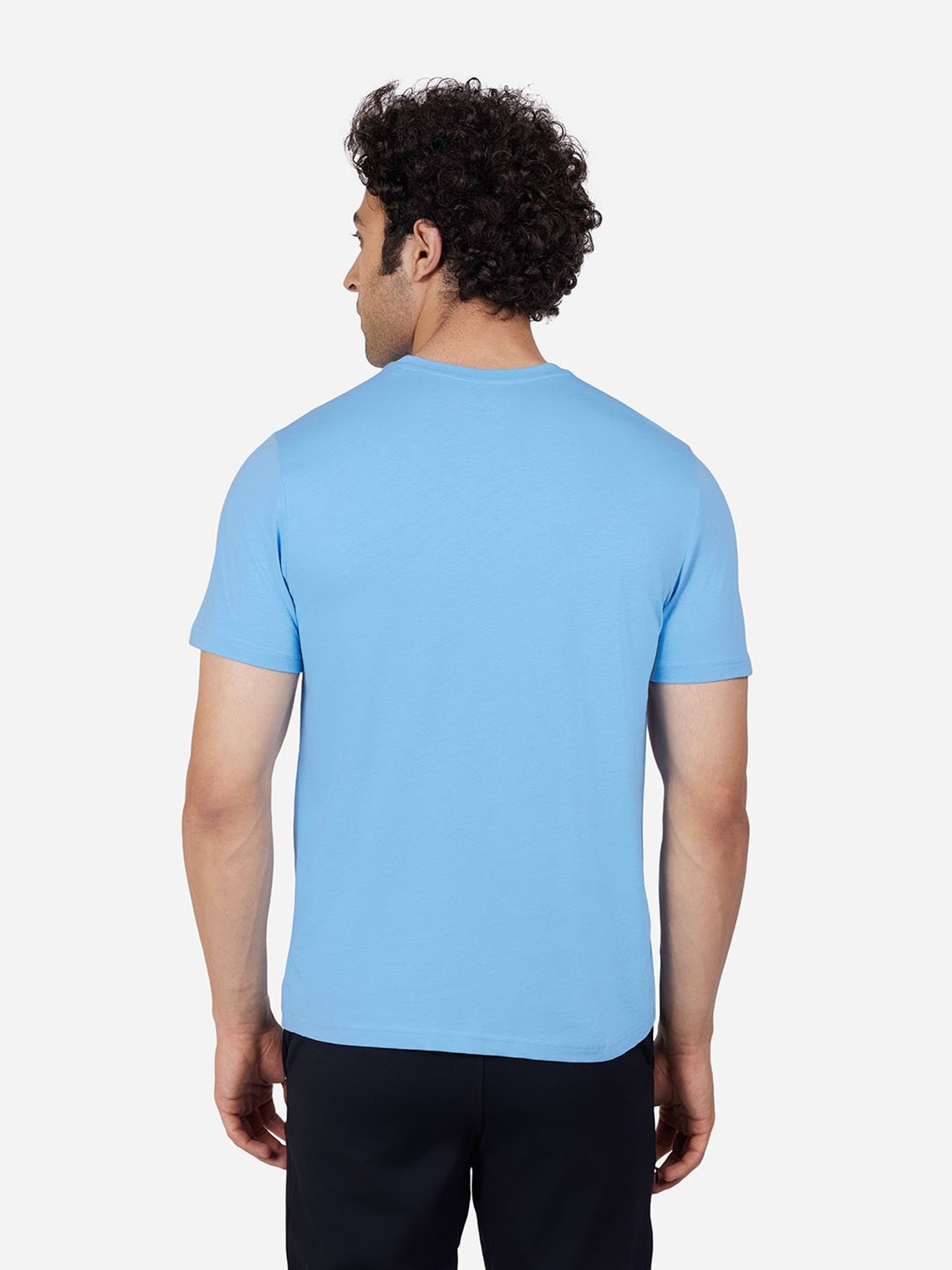 Skechers Light Blue Regular Fit Printed Crew T-Shirt