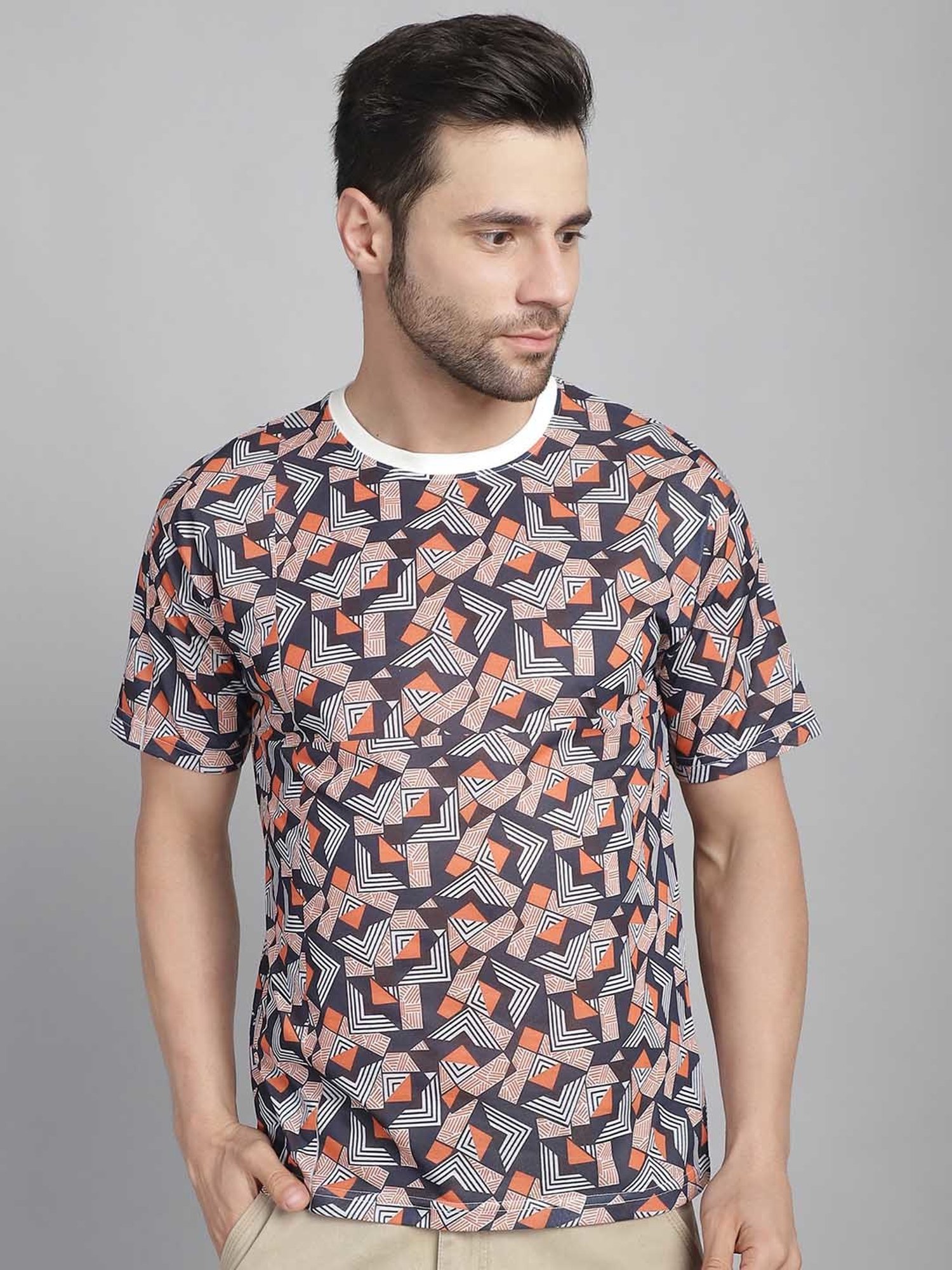 Vimal Jonney Multicolor Regular Fit Printed Crew T-Shirt - Pack of 3