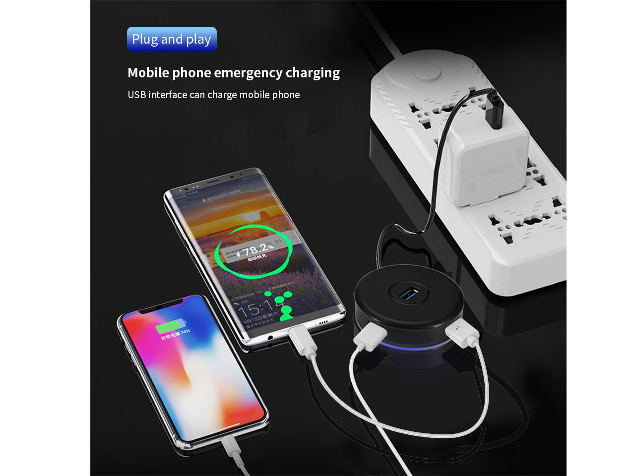 NOTEBOOK 4-PORT USB 3.0 HUB WITH ROUND CONNECTOR LED FAST CHARGING DATA TRANSMISSION (4-PIN, BLACK)