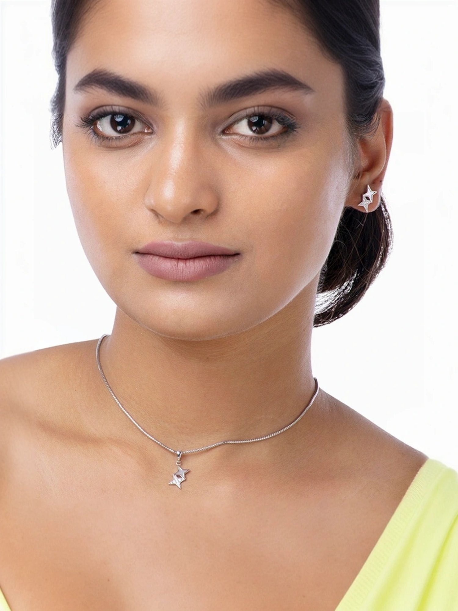 Touch925 Sterling Silver Zircon Silver Pendant set for women