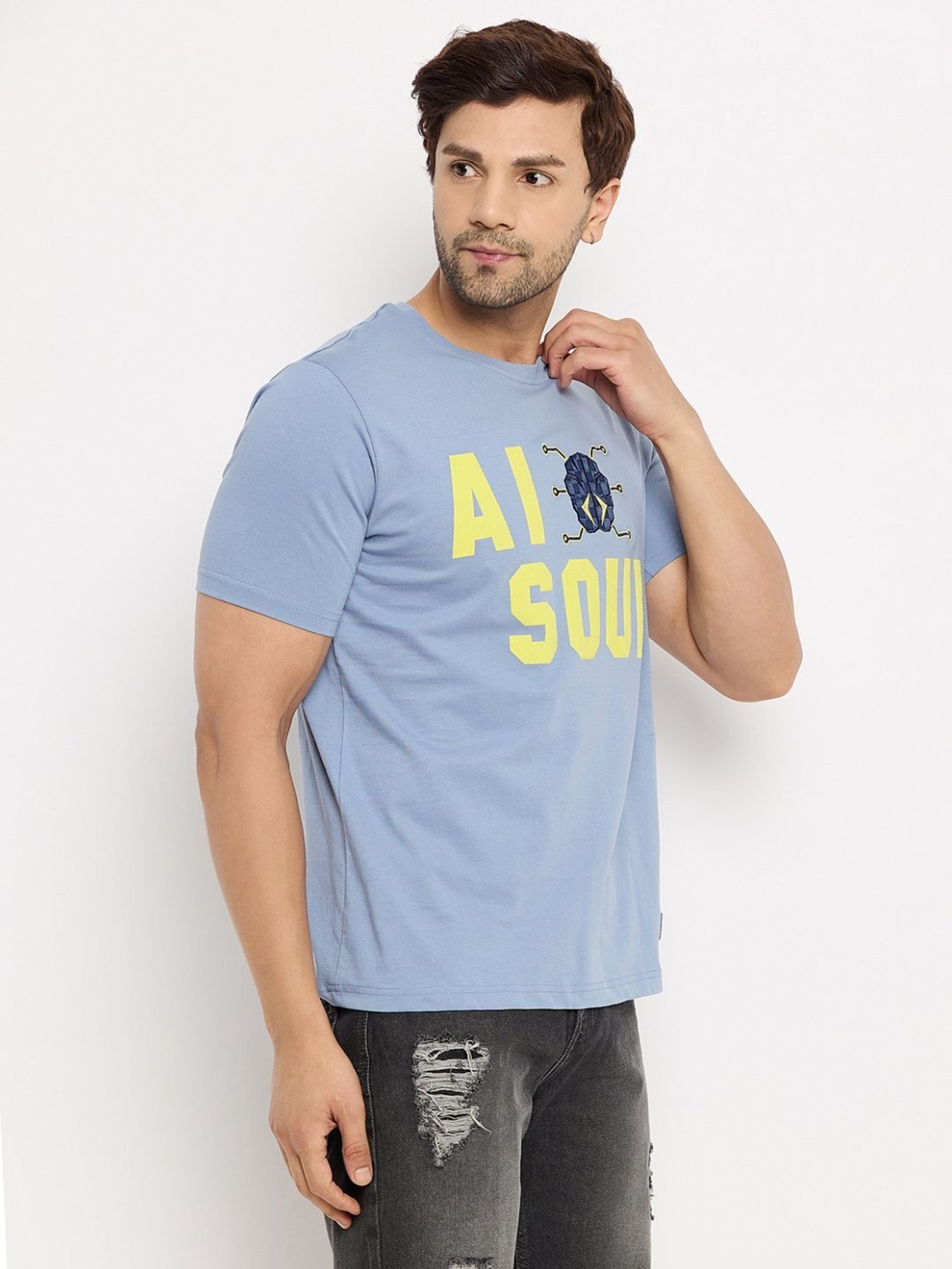Duke Blue Slim Fit Printed T-Shirt