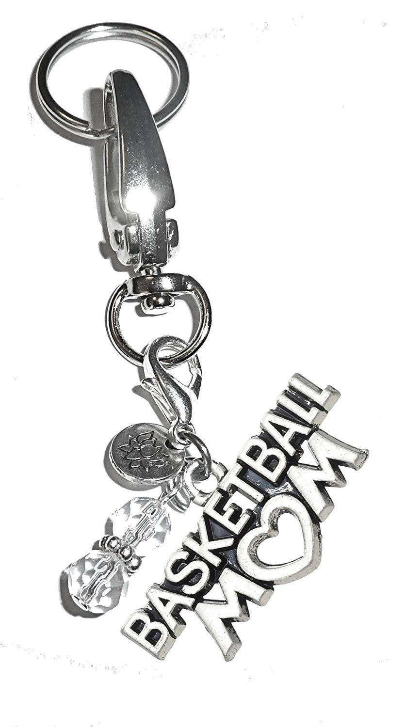 Message Charm Key Chain Ring, Women's Purse or Necklace Charm, Comes in a Gift Box! (Basketball Mom)