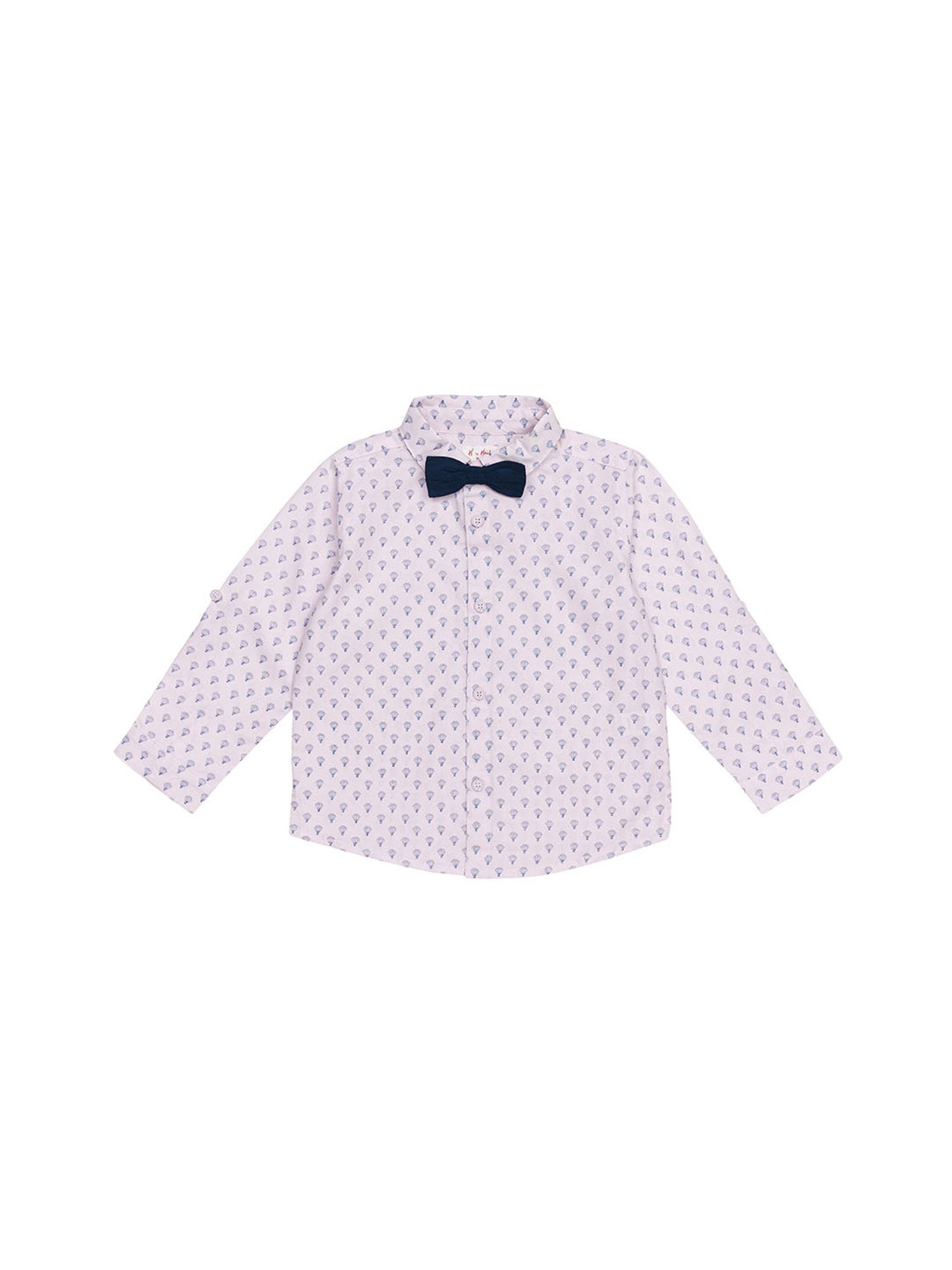H by Hamleys Kids Light Pink & Navy Printed Full Sleeves Shirt, Pants with Bow