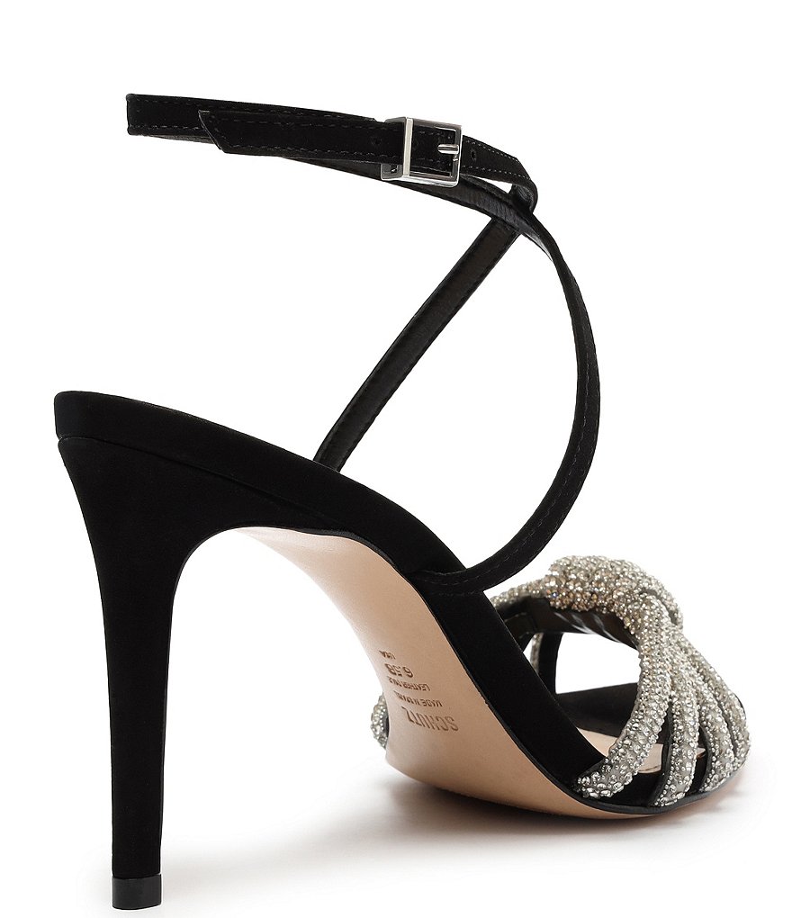 Schutz Knory Jewel Embellished Knotted Suede Dress Sandals