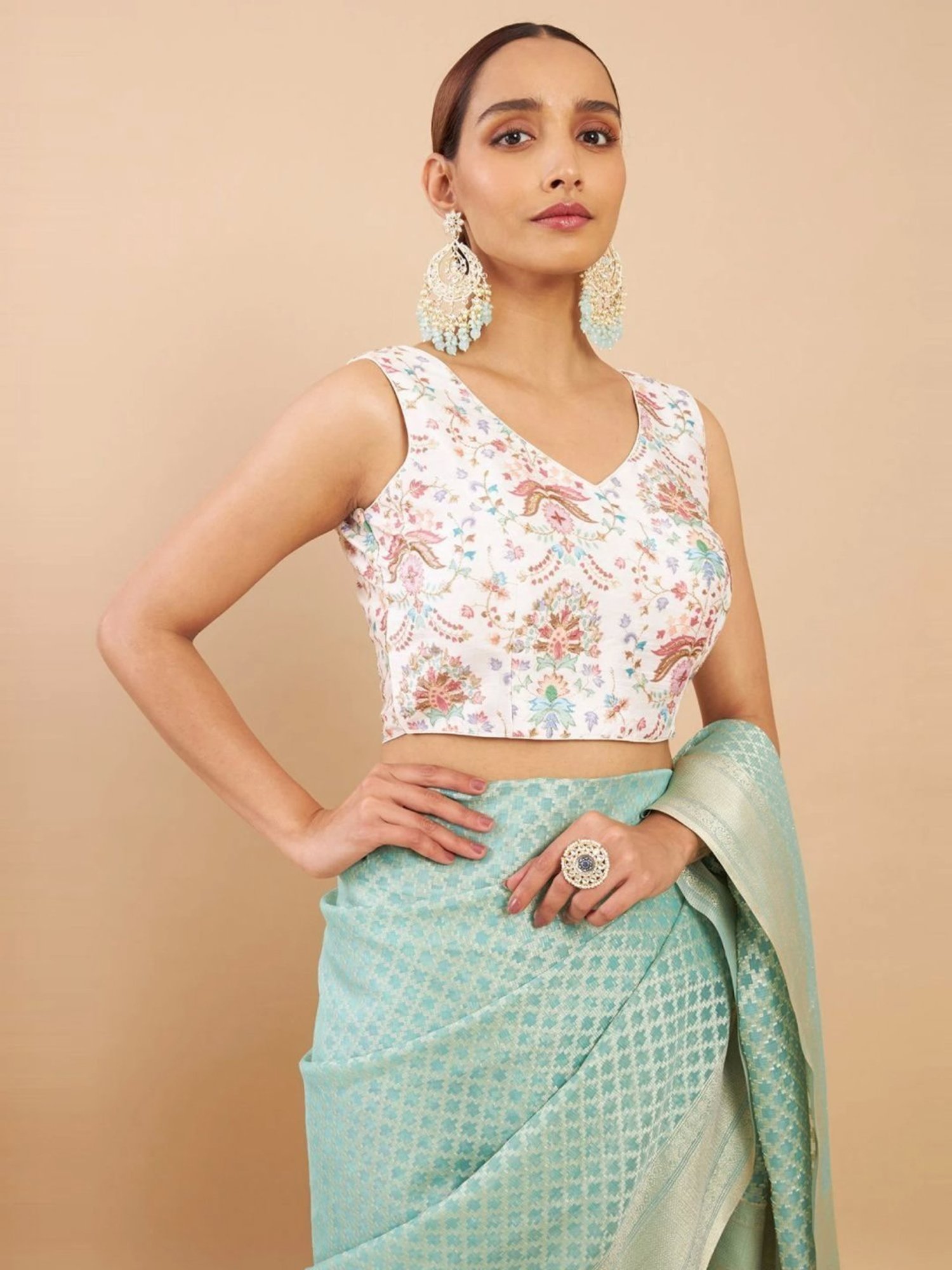 Soch Cream Embroidered Readymade Blouse