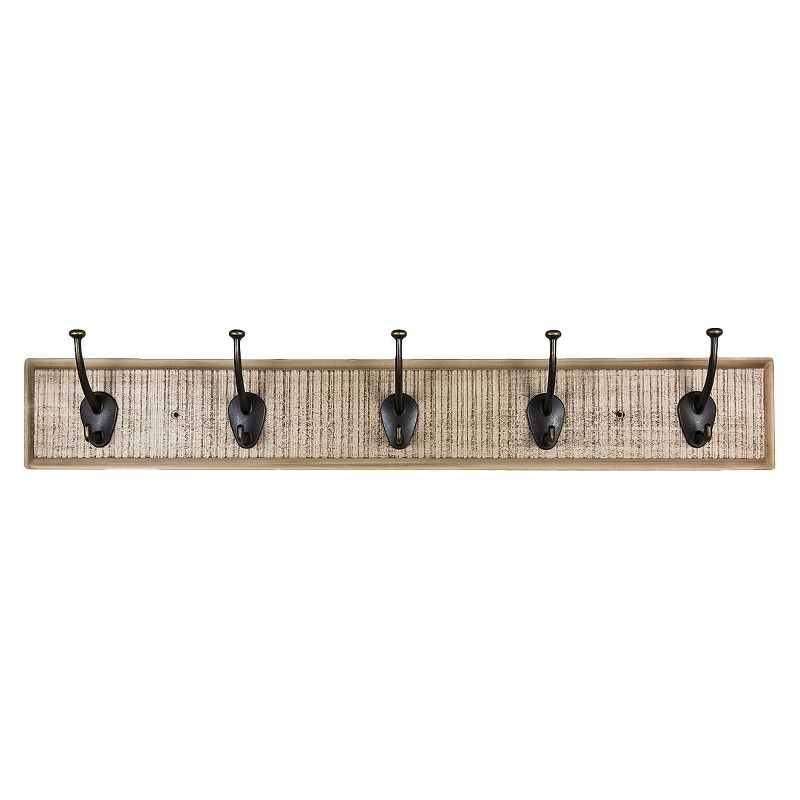 Sumner Street Home Hardware 5 Hook Rustic Wall Coat Rack White/Brass