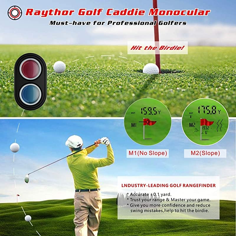 Golf Rangefinder, 6X Rechargeable Laser Range Finder 1000 Yards with Slope Adjustment, Flag-Lock with Vibration, Fast Focus System, Continuous Scan, Help You Choose The Right Club