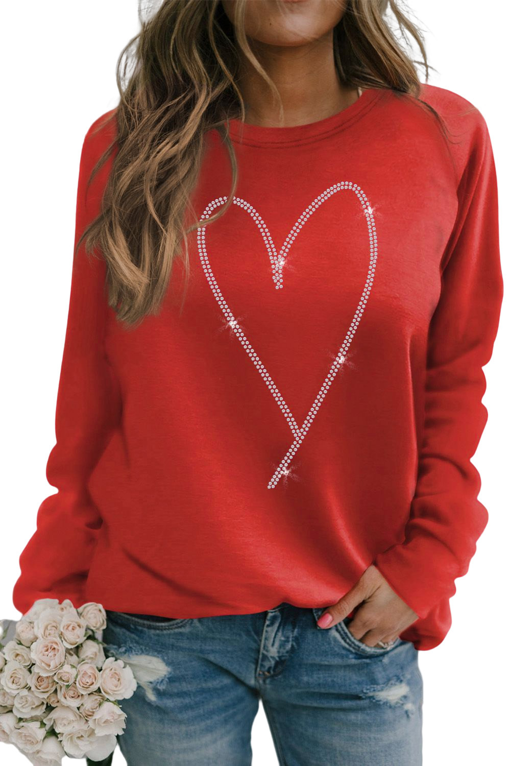 Racing Red Christmas Candy Cane Print Plus Size Sweatshirt