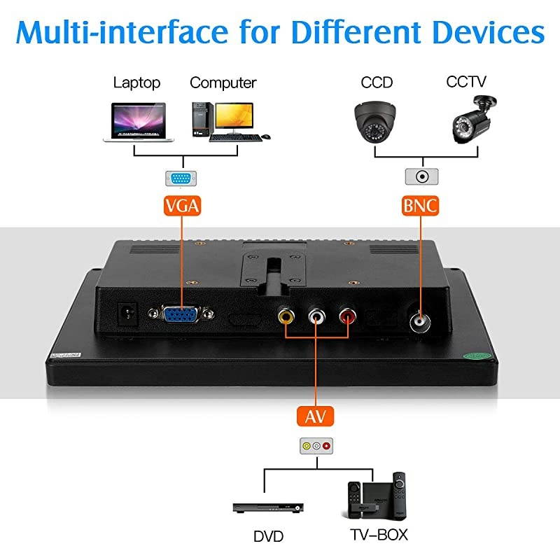 8 inch Small LCD Monitor 800x600 Security CCTV Monitor Small VGA Display wVGAAVBNC Input