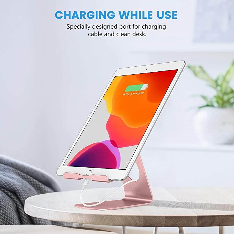 Tablet Stand Holder Adjustable  T1 iPad Stand Desktop Aluminum Tablet Dock Cradle Compatible with iPad Air 4Mini New iPad 10297 iPad Pro 11129 Samsung Nintendo and More Rose Gold