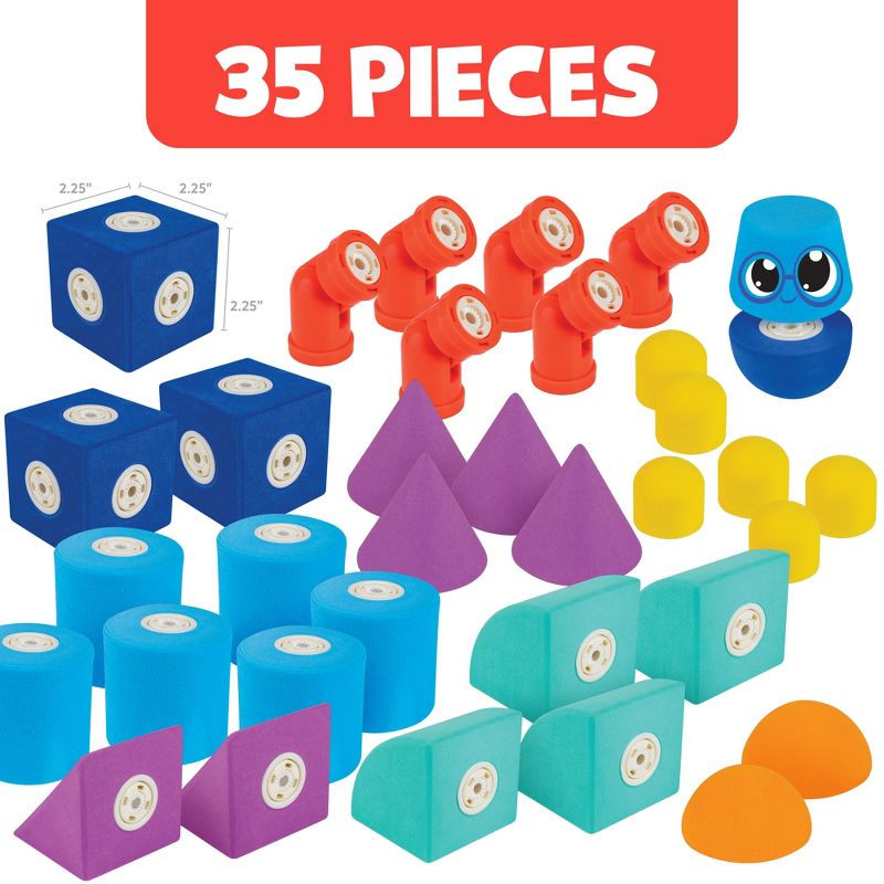 Blockaroo Magnetic Foam Building Blocks, Soft Foam Blocks to Develop Early STEM Learning Skills,  Ultimate Bath Toy for Toddlers & Kids - Castle Set