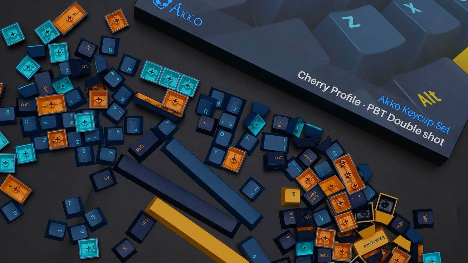 EPOMAKER AKKO Macaw 157 Keys Double-Shot PBT Cherry Profile Full Keycaps Set, with Custom Storage Box for Mechanical Keyboard Replacement (Macaw Keycaps)