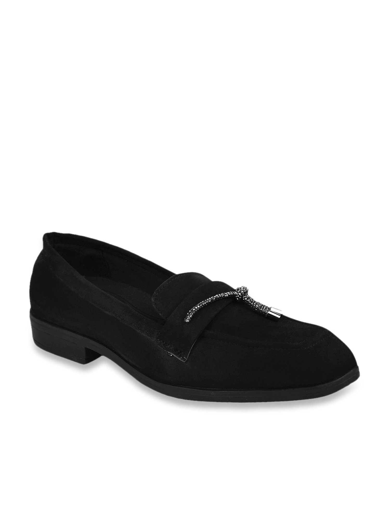 The White Pole Women's Black Casual Moccasins
