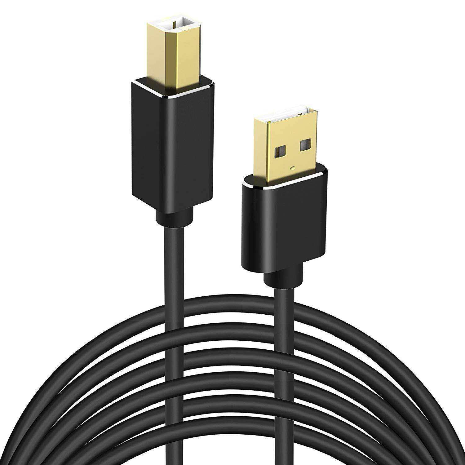 Extra Long USB Printer Cable, UMECORE 16ft Printer Scanner Cable USB 2.0 A Male to USB 2.0 B Male Cord for HP, Canon, Dell, Lexmark, Epson, Xerox, Samsung & More