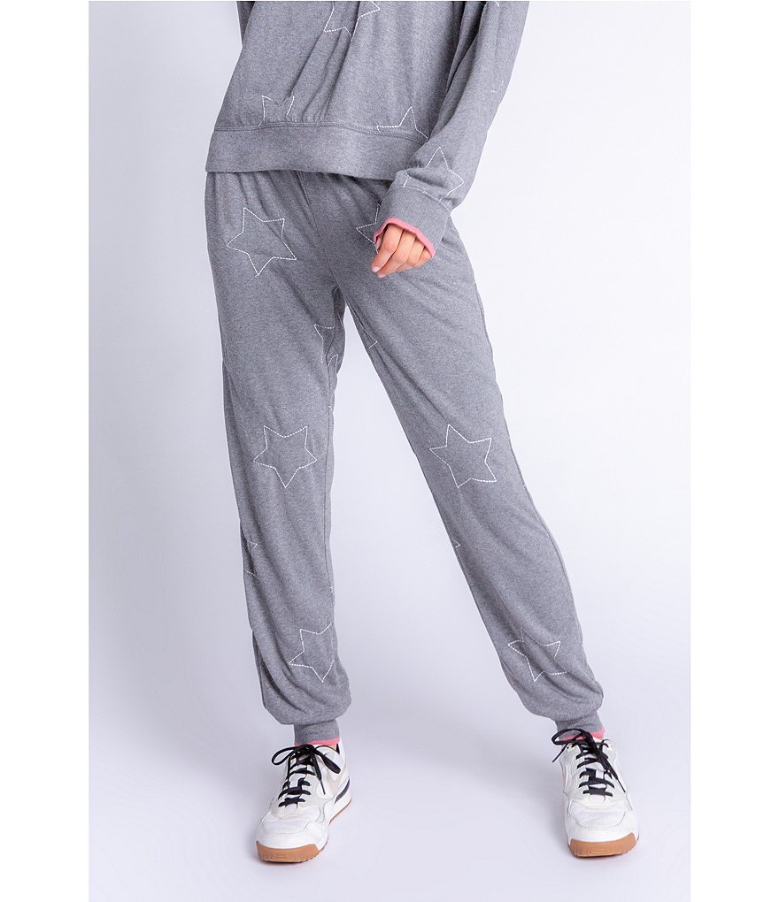 PJ Salvage Embroidered Star Struck Design Coordinating Jogger Sleep Pants