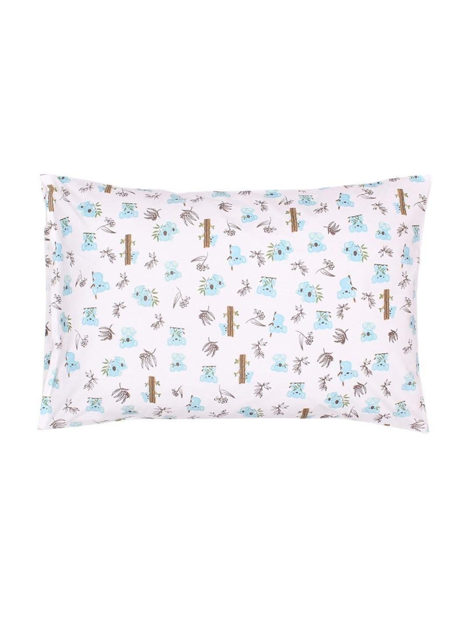 House This Koala Printed Blue Cotton Double Bed Sheet with 2 Pillow Covers