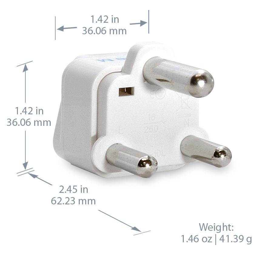Ceptics South Africa, Botswana Travel Plug Adapter (Type M), Universal Socket Plug Accepts Plugs From any Country, Perfect for Cell Phones, Laptops, Chargers and More - 3 Pack (GP-10L)