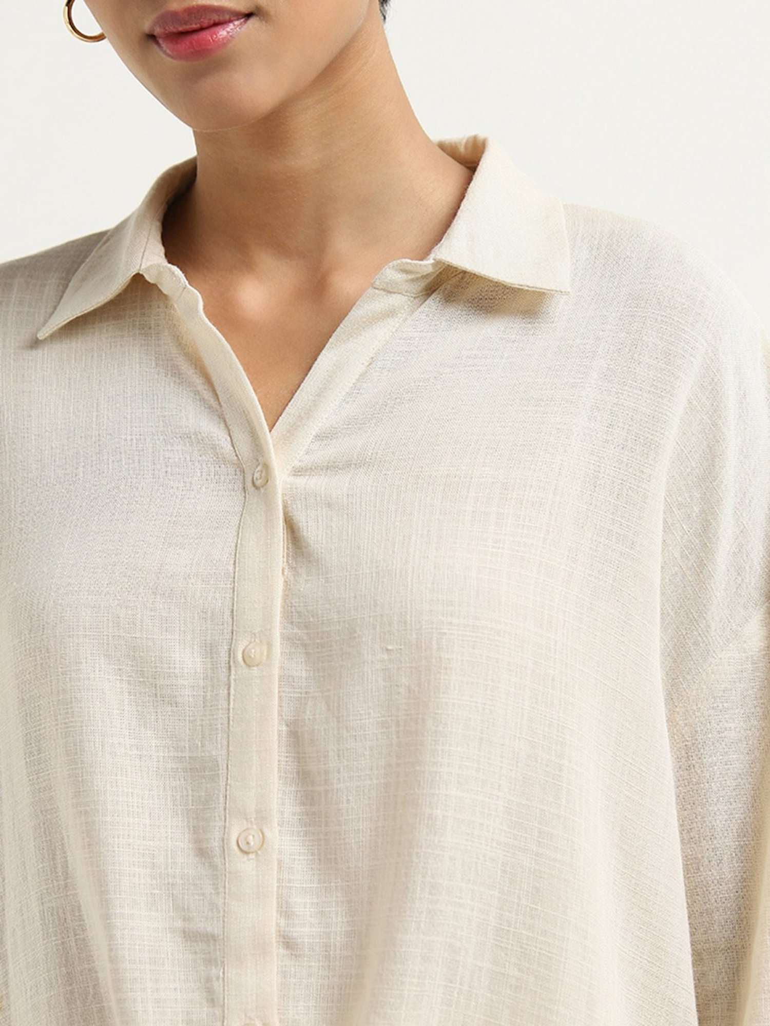 LOV by Westside Beige Knot-Detailed Blouse