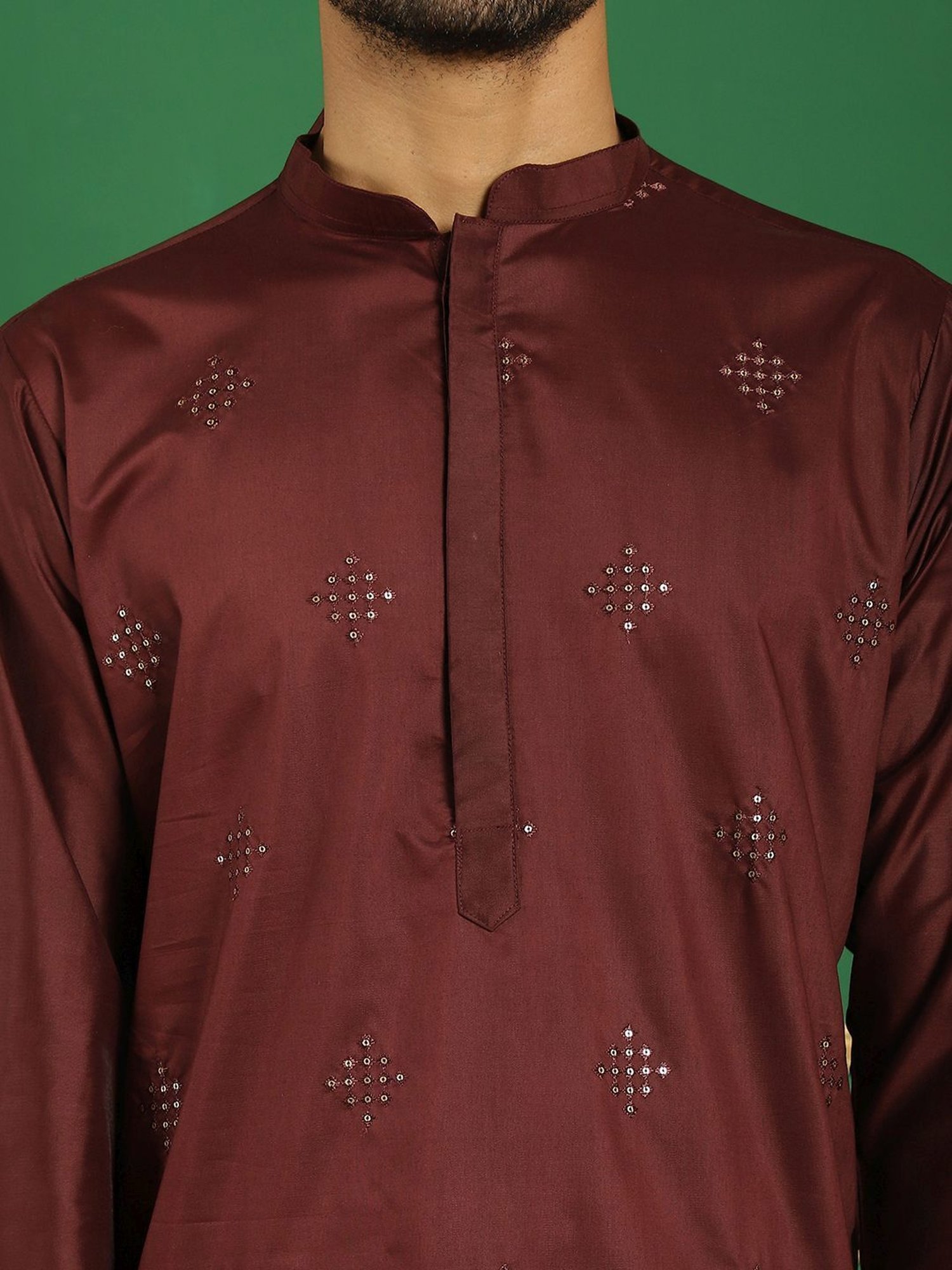 Jompers Maroon & White Regular Fit Embroidered Kurta Bottom Set