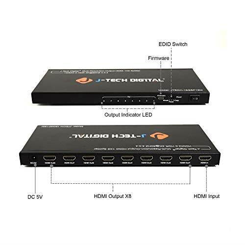 ScalerMultiResolution Output MRO 18GBps 1x8 HDMI 20 Splitter HDR10Dolby Vision 4K60Hz 444 JTECH18GSP18M