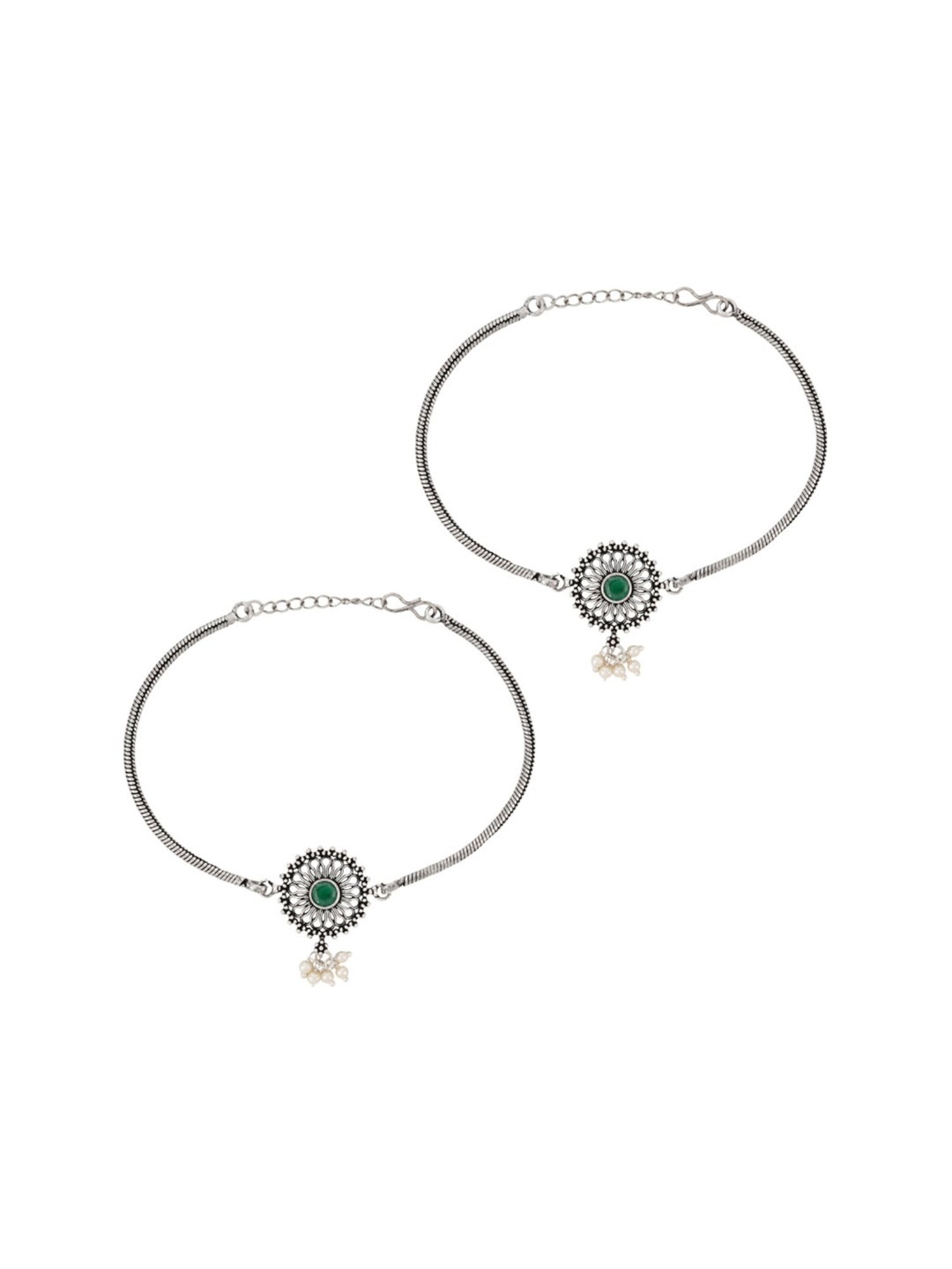 Teejh Vaibhavari Black Flexible Anklet for Women