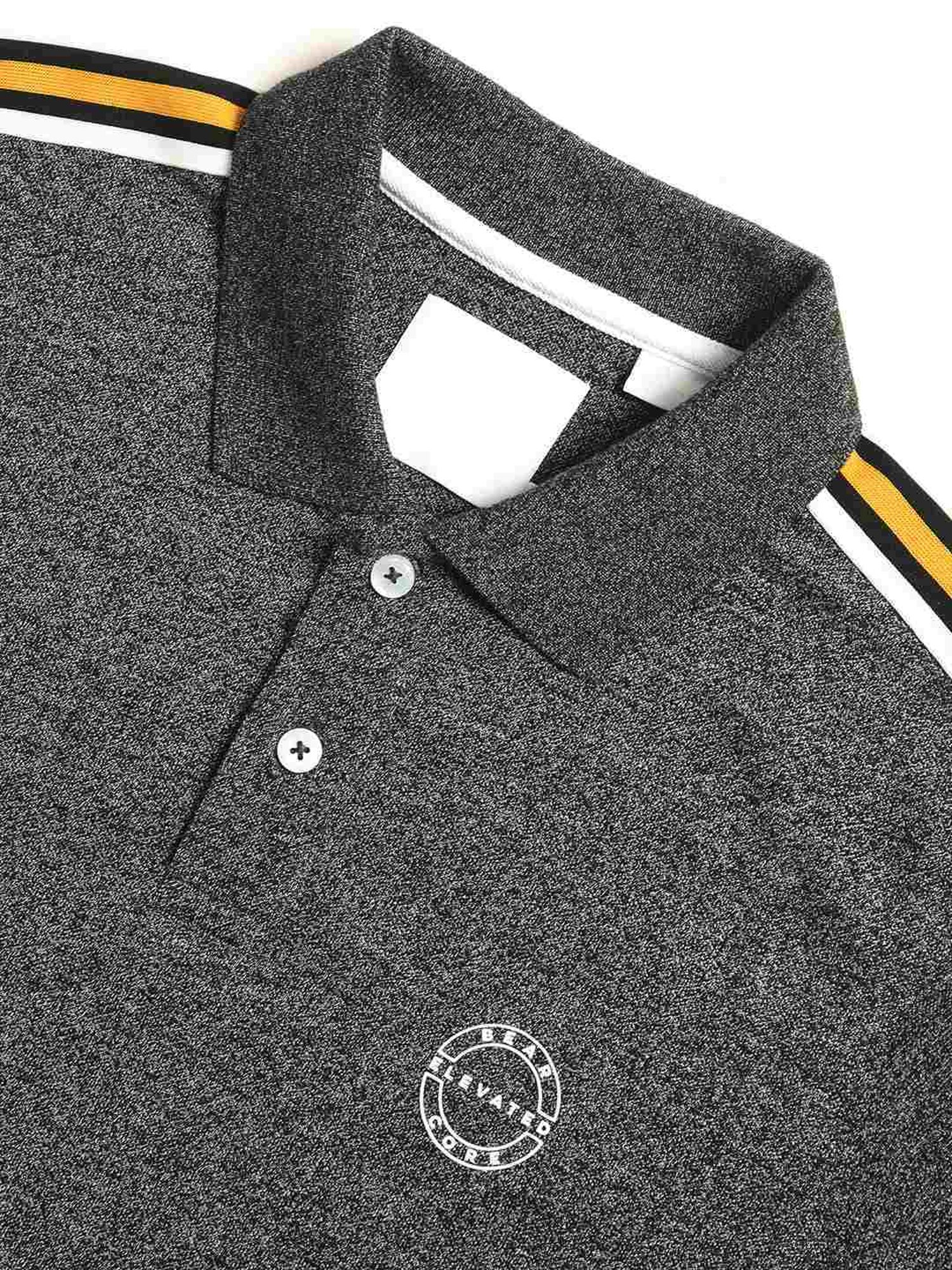 The Bear House Grey Slim Fit Self Pattern Polo T-Shirt