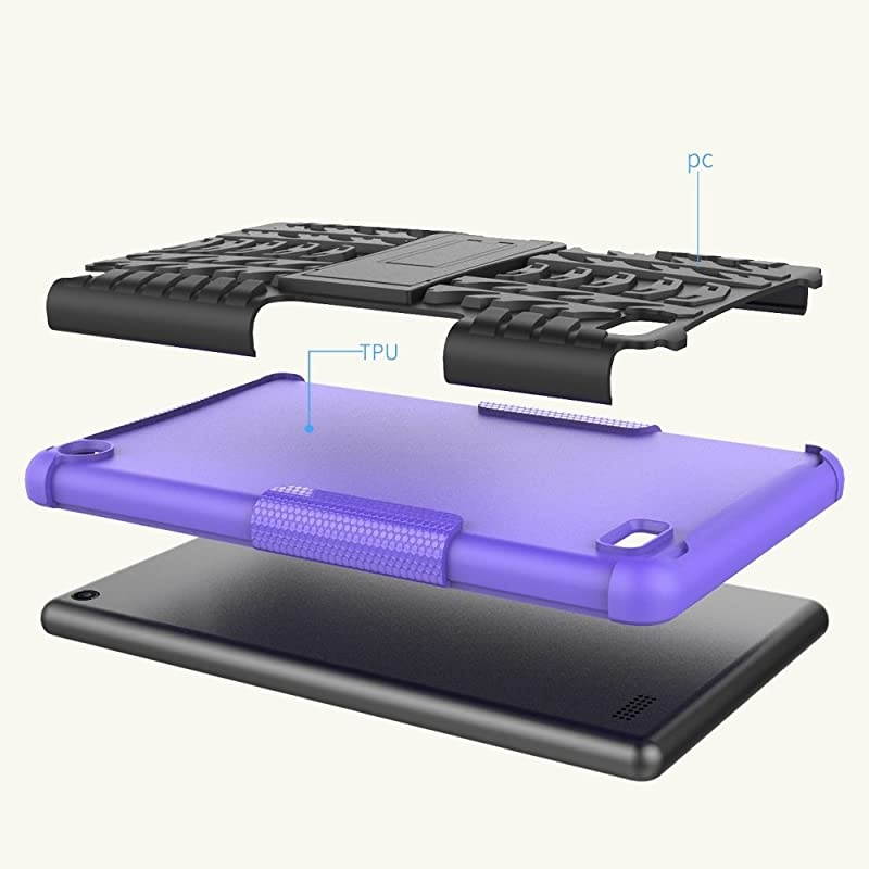 for  Kindle Fire 7 Case 7th Generation 2017 Release,Kickstand Heavy Duty Armor Defender Cover (Blue)