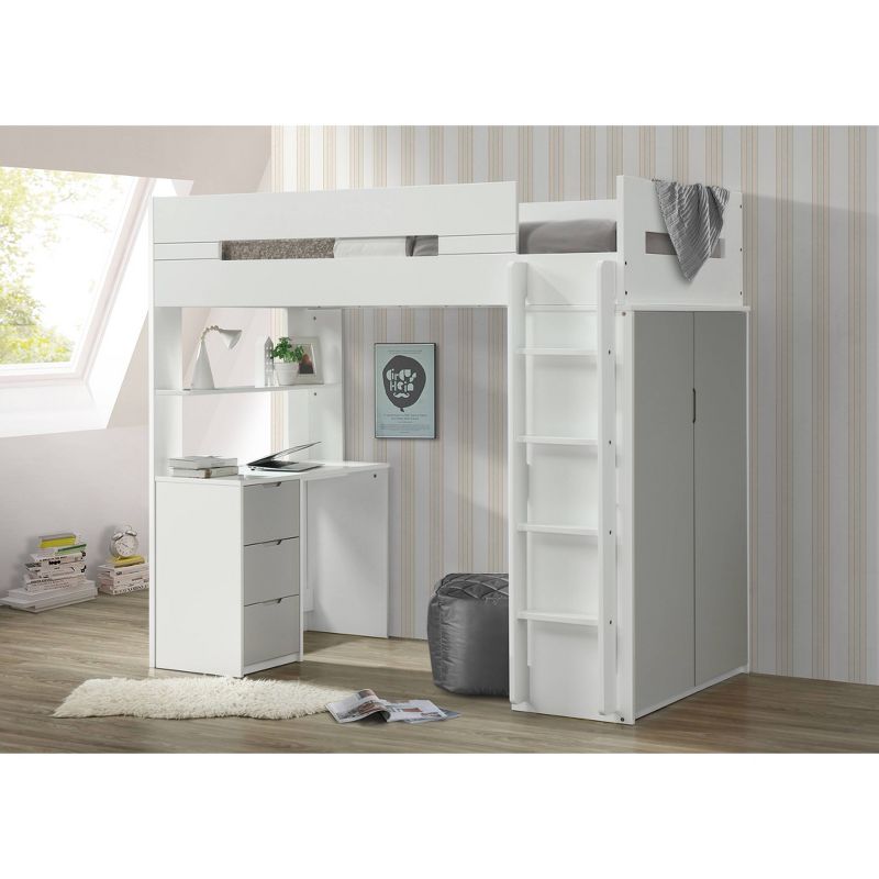 Nerice Loft Bed White/Gray - Acme Furniture