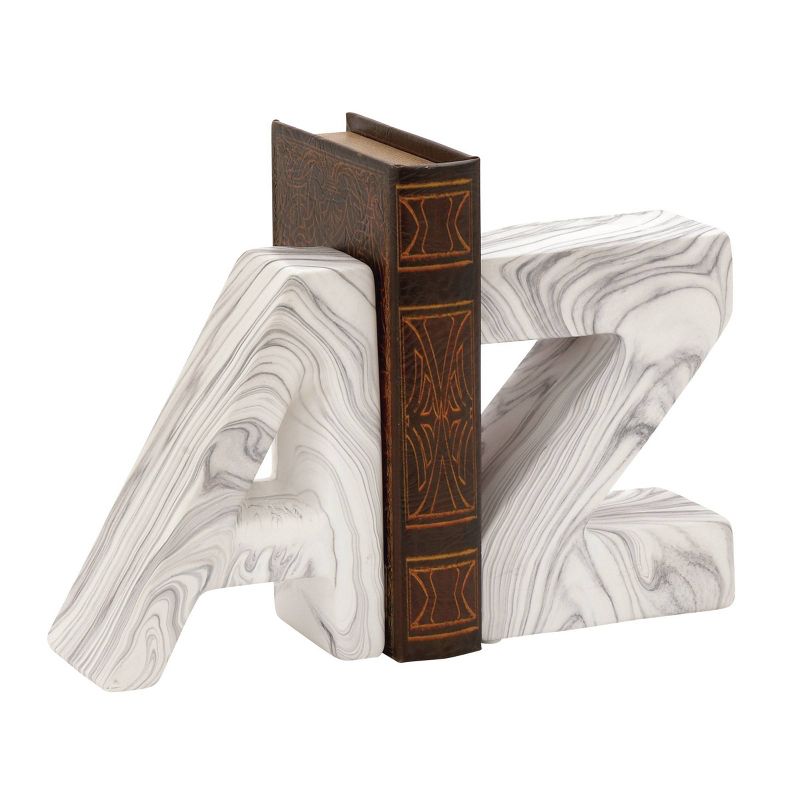Set of 2 Contemporary Dolomite Bookends White - CosmoLiving by Cosmopolitan