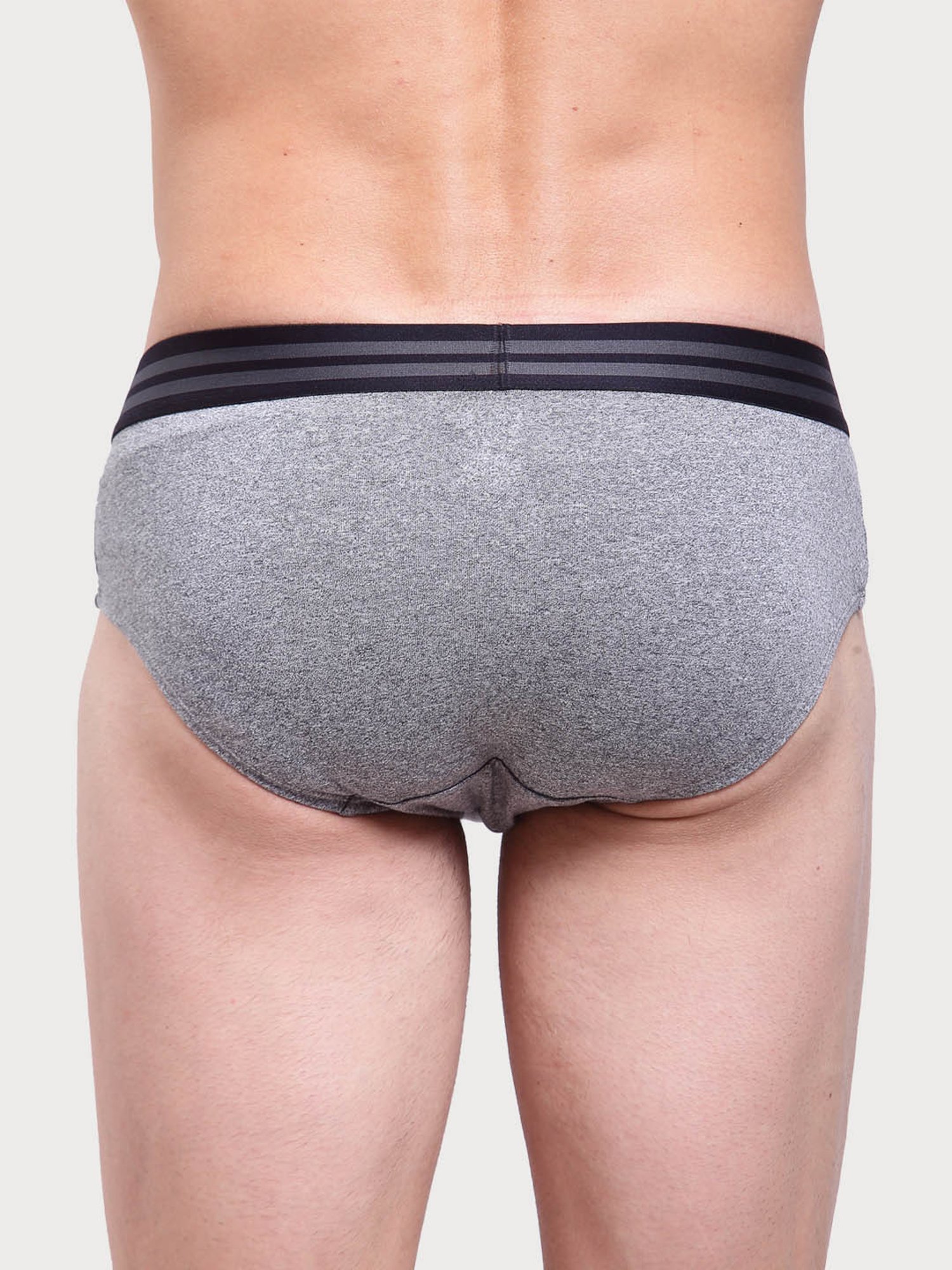 Zoiro Grey Jaspe & Dark Blue Cotton Regular Fit Briefs - Pack Of 2