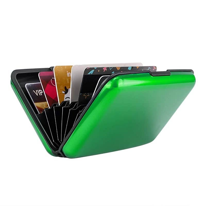 RFID Blocking Credit Card Protector Aluminum ID Case Hard Shell Business Card Holders Metal Wallet for Men or Women green