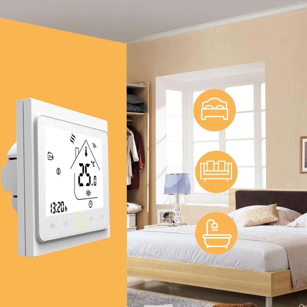 WiFi Thermostat with Touchscreen LCD Display Weekly Programmable Energy Saving Smart Temperature Controller for Water/Gas Boiler 3A