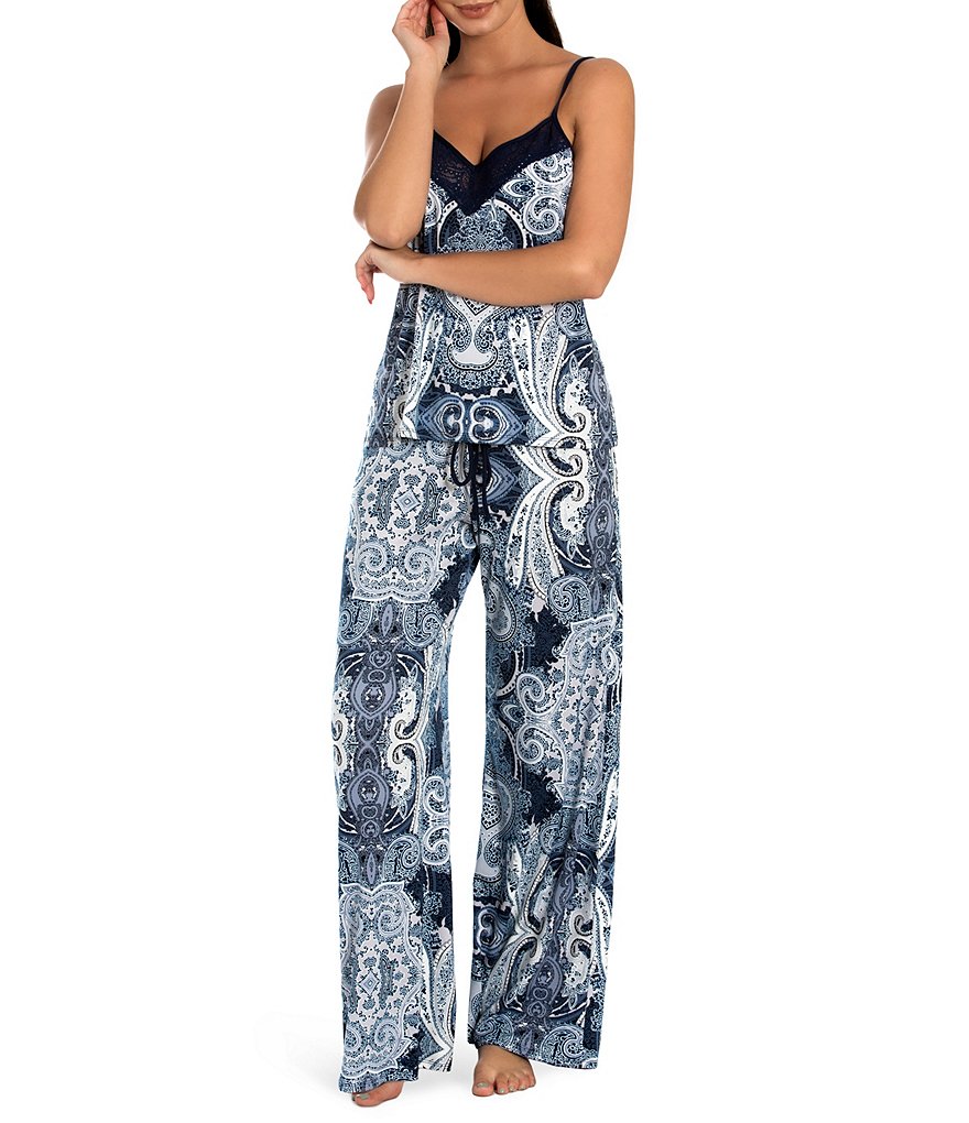 In Bloom by Jonquil Sloan Paisley V-Neck Sleeveless Printed Satin Coordinating Pajama Set