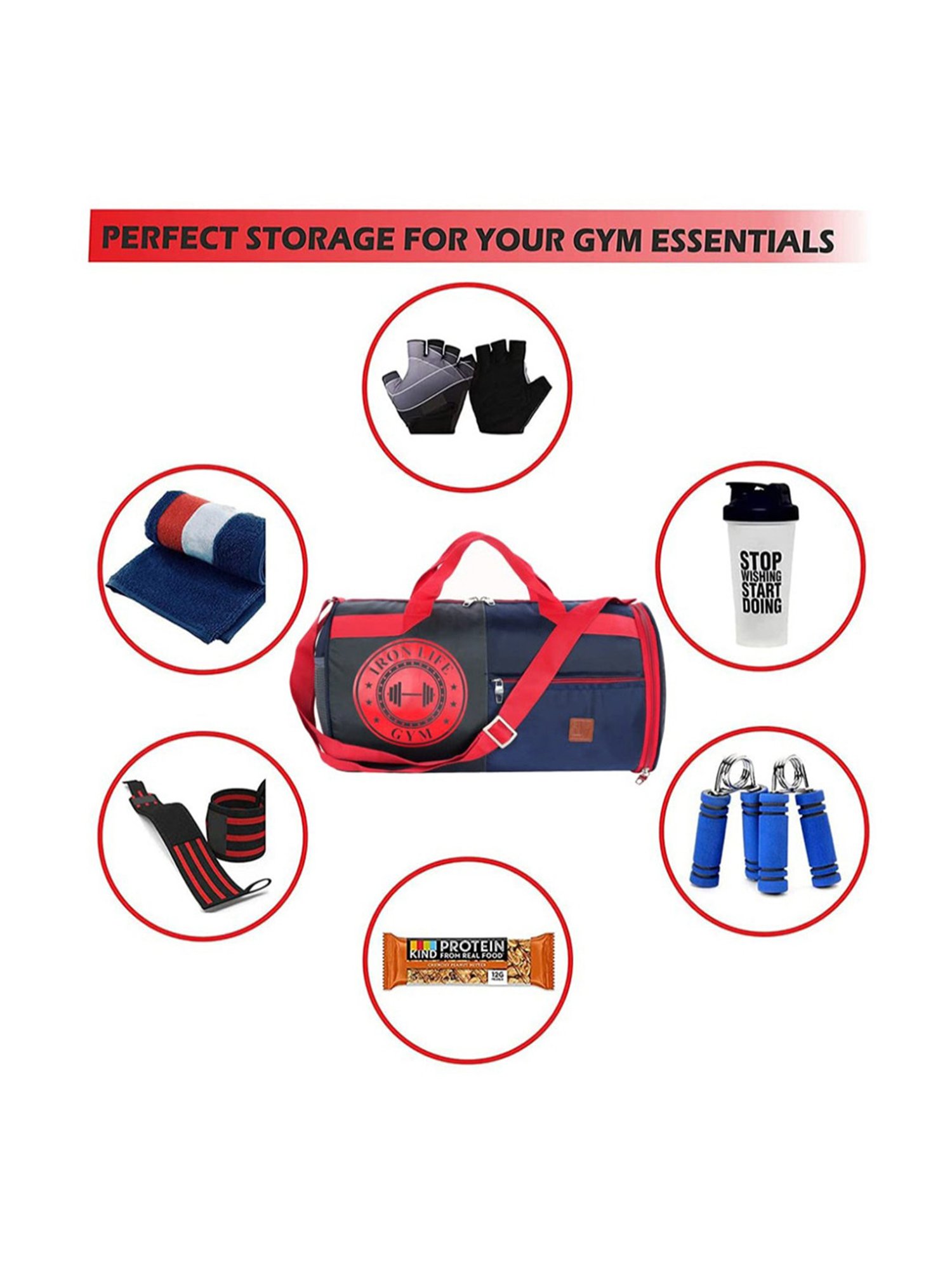 Fly Fashion Red Solid Medium Gym Bag