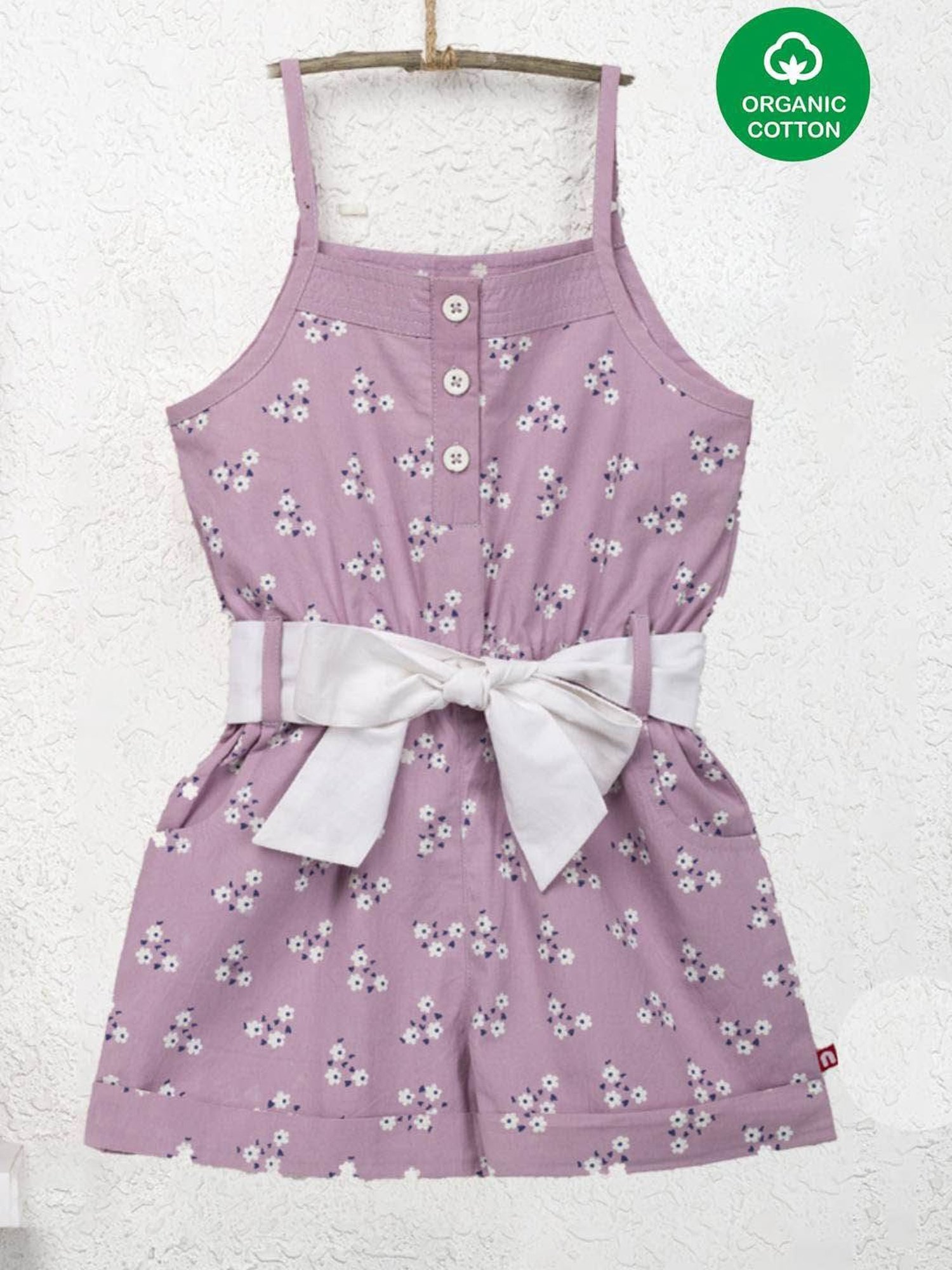 Nino Bambino Kids Purple Floral Print Jumpsuit