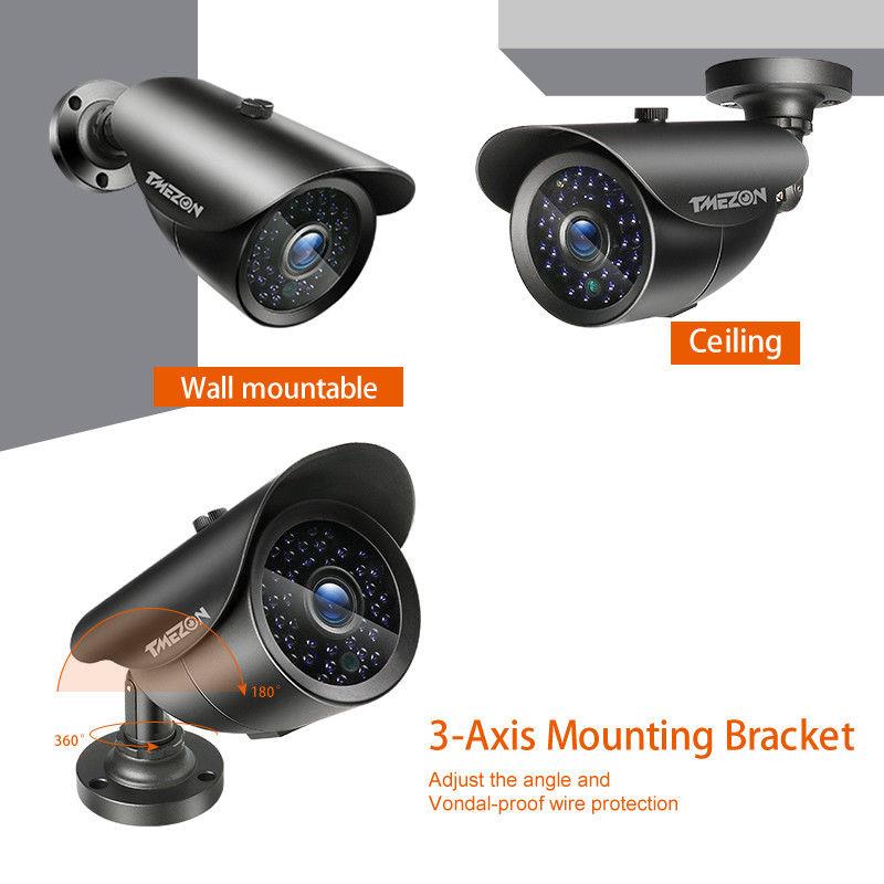 TMEZON Home Security Camera System 8 Channel 1080N Lite DVR and 8X 1080P HD Outdoor IP66 Weatherproof CCTV Cameras, Smart Playback, Instant Email Alert with Images, 8CH CCTV Survelliance Kit