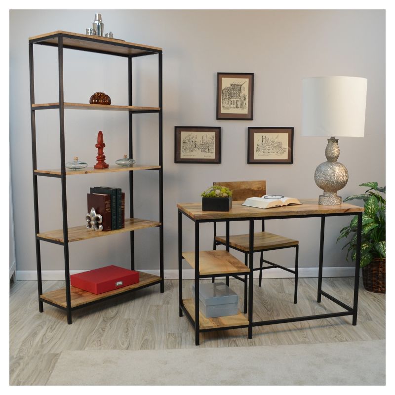 72" Flynn Tall Bookcase Natural/Black - Carolina Chair and Table
