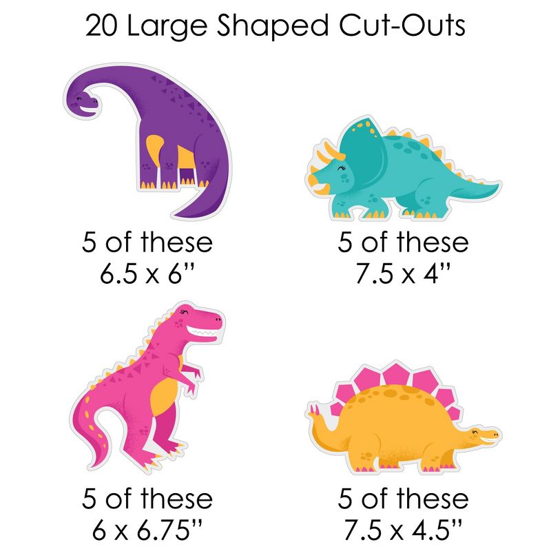 Big Dot of Happiness Roar Dinosaur Girl - Dino Mite Trex Baby Shower or Birthday Party DIY Decorations - Clothespin Garland Banner - 44 Pieces