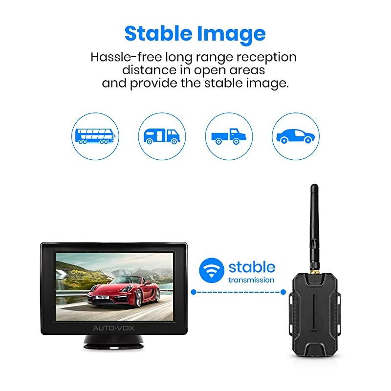 M1W Wireless Backup Camera Kit, Super Night Vision (6 LEDs) HD Rear View Camera for Truck, Sedan