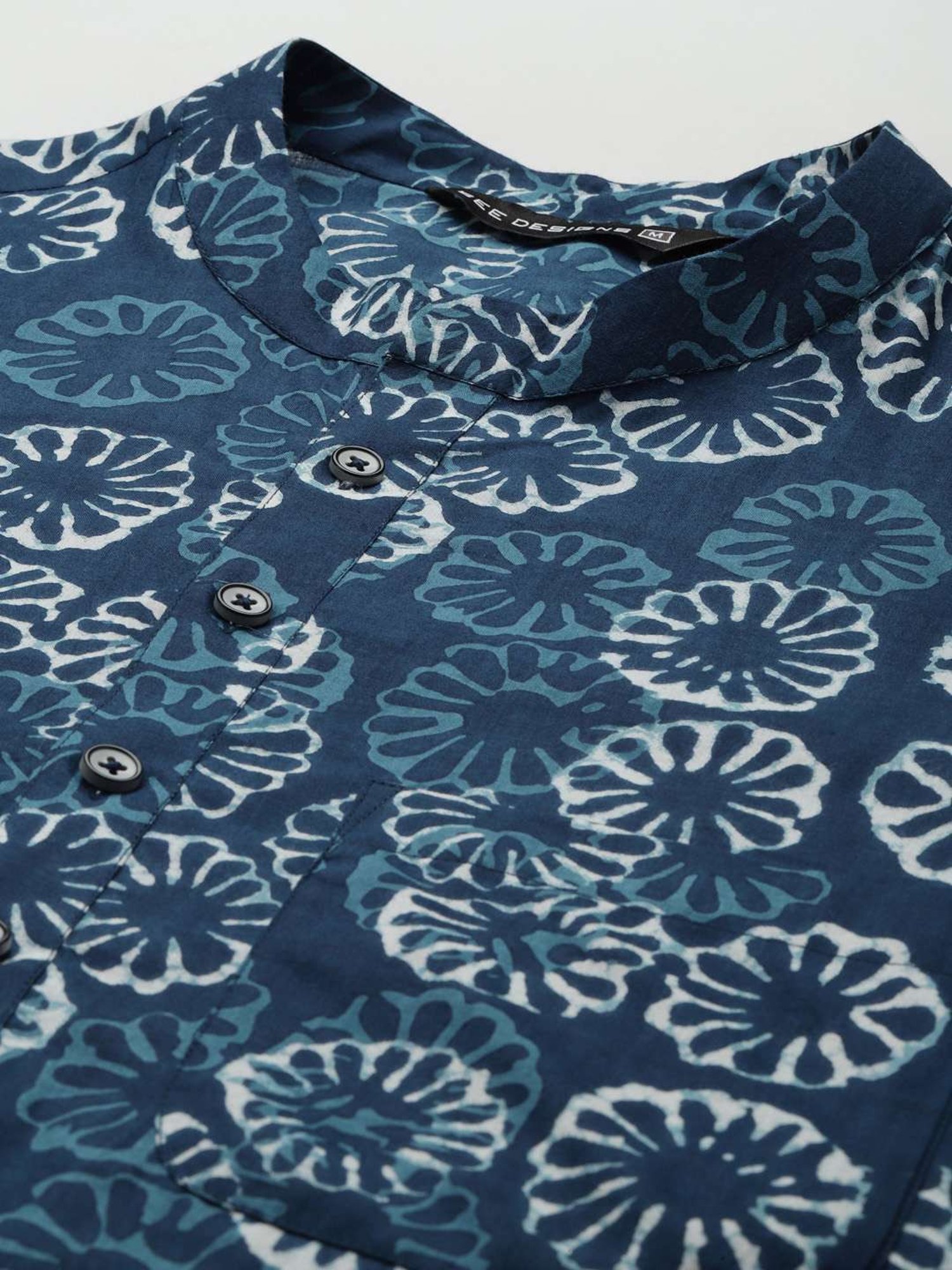 See Designs Blue & White Cotton Regular Fit Printed Kurta Bottom Set