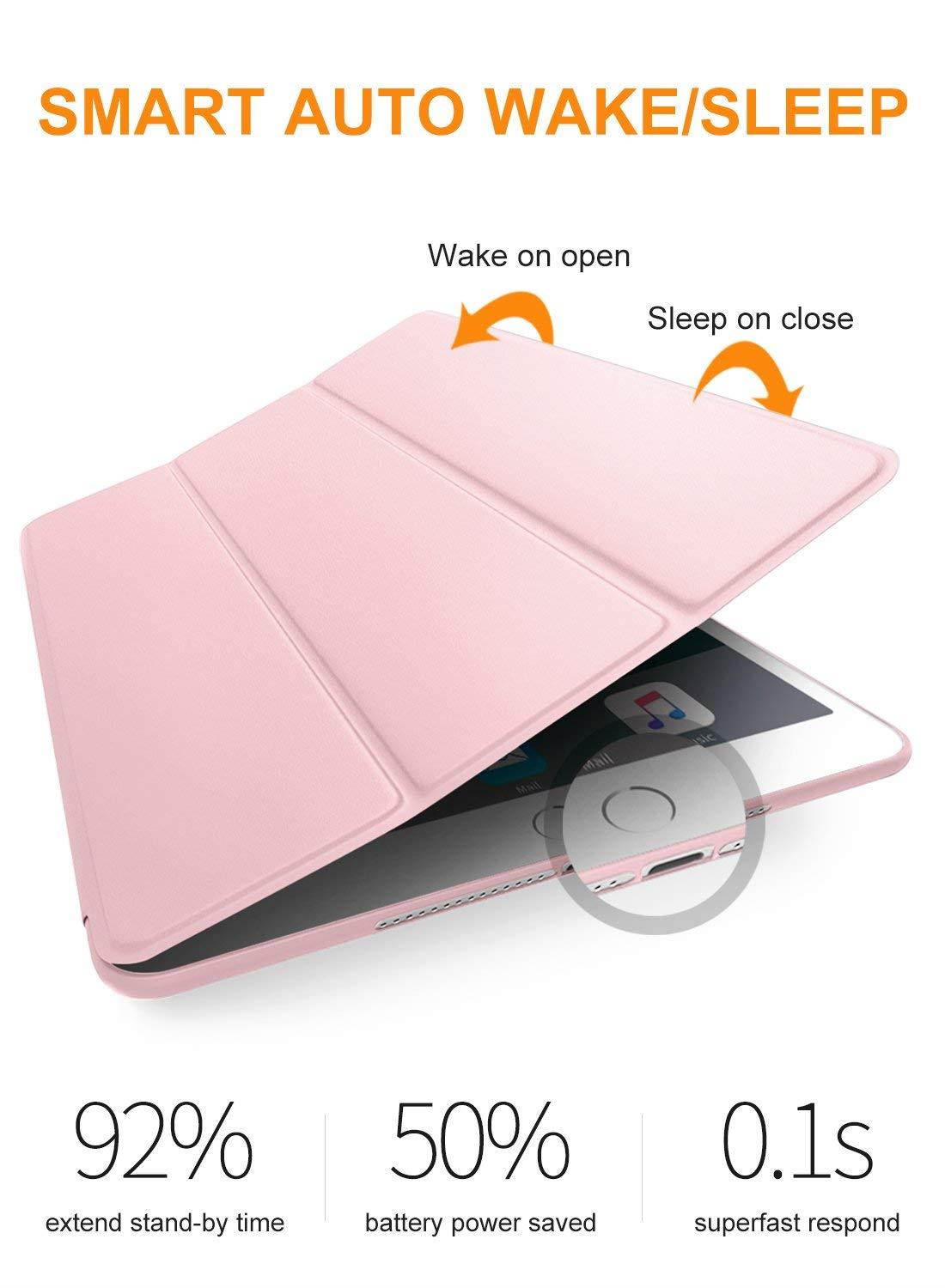 DTTO iPad 9.7 Case 2018 iPad 6th Generation Case/2017 iPad 5th Generation Case, Slim Fit Lightweight Smart Cover with Soft TPU Back Case for iPad 9.7 2018/2017 [Auto Sleep/Wake] - Rose Gold