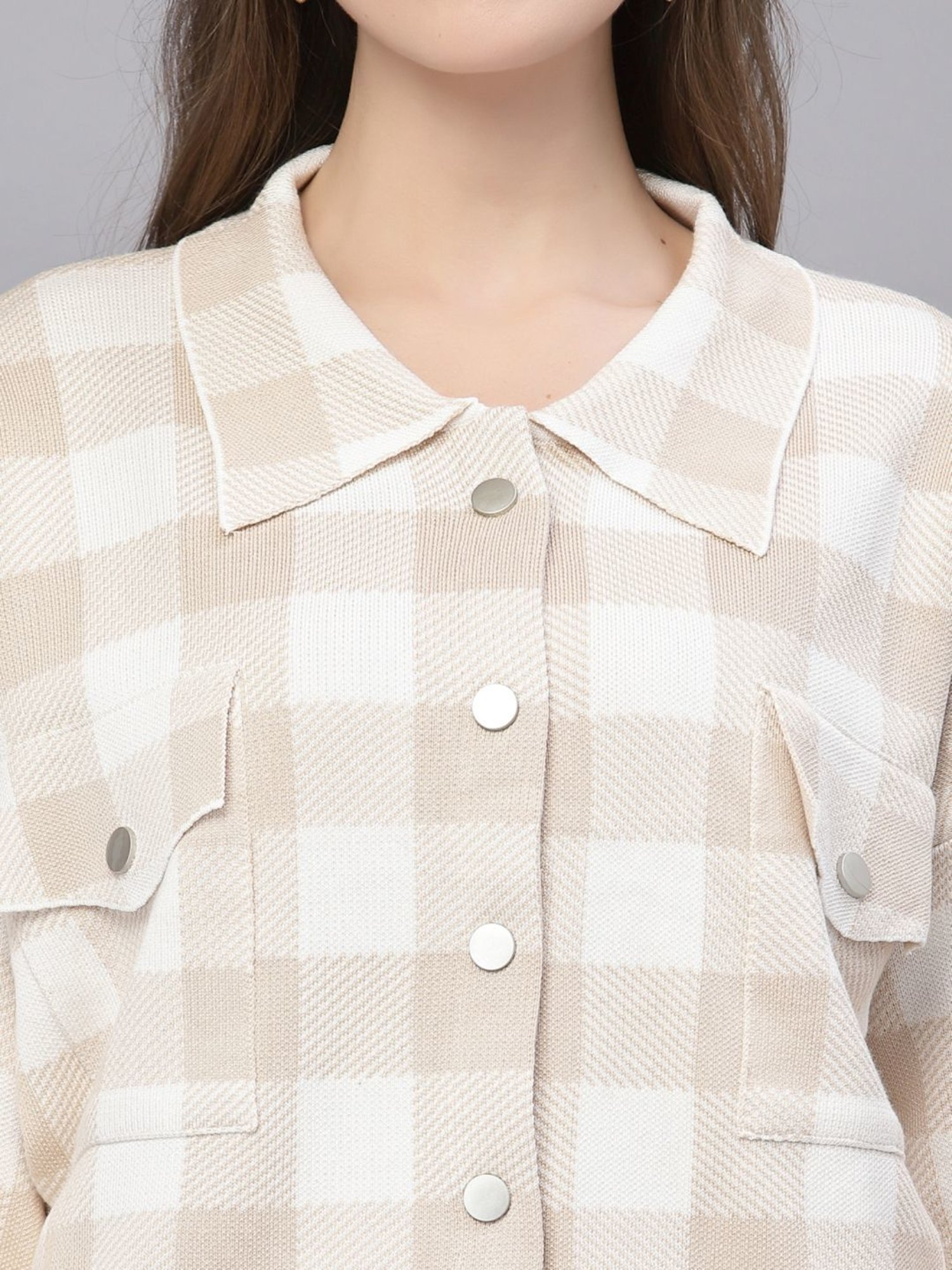 Mafadeny Beige Chequered Shirt