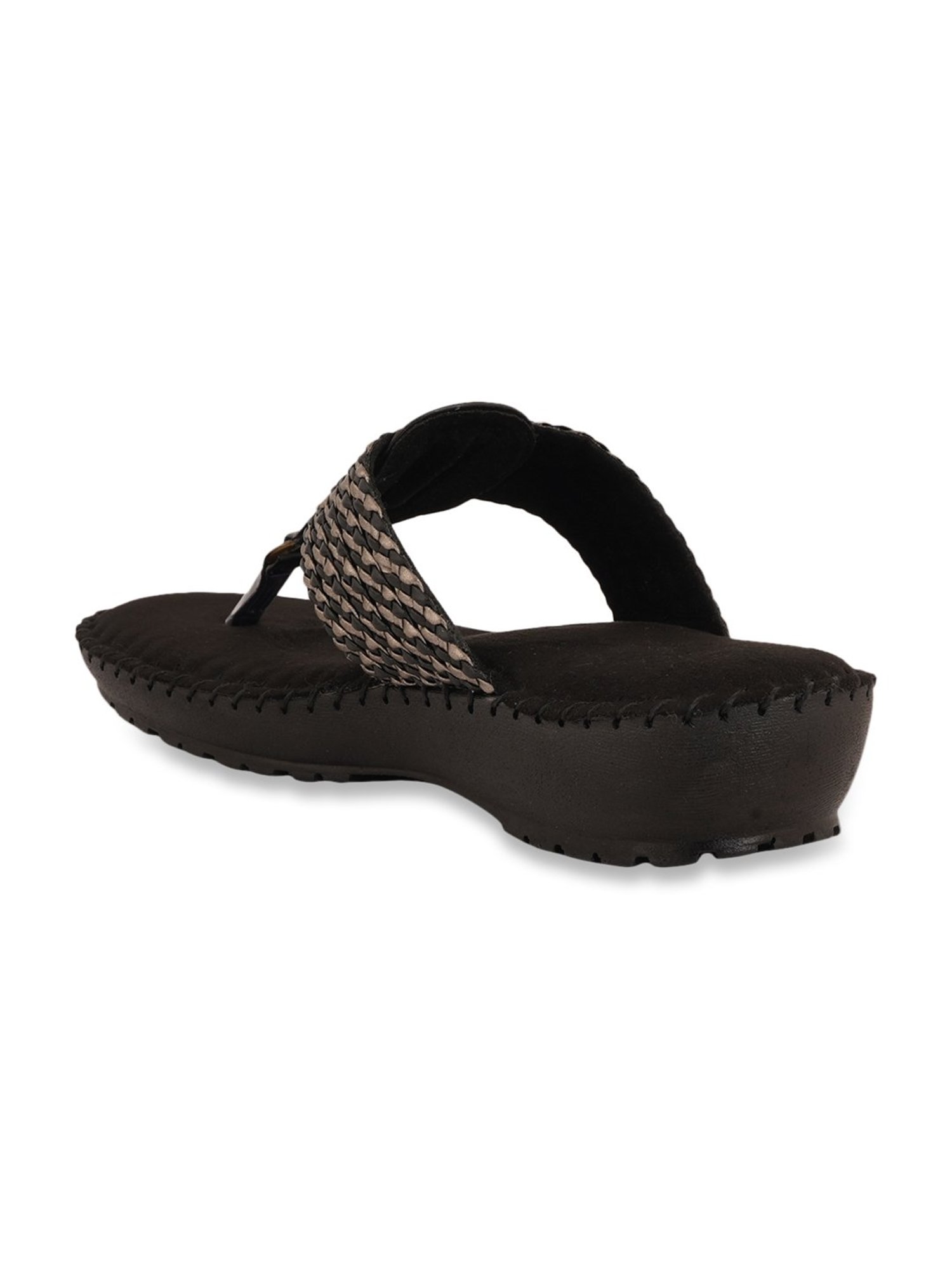 Pelle Albero Women's Black T-Strap Wedges