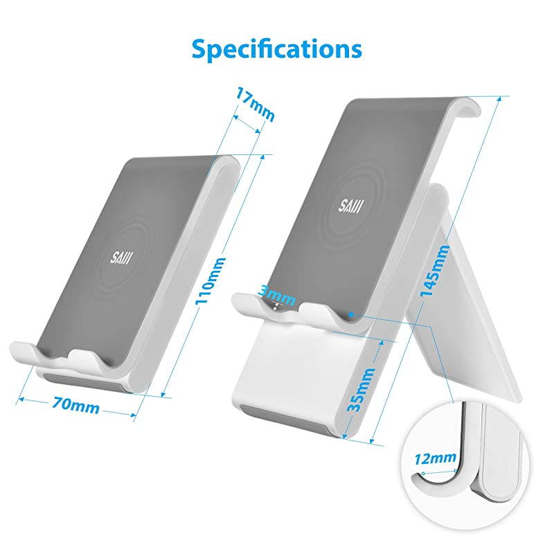 Cell Phone Stand Adjustable Cellphone Ipad Stand Foldable Phone Holder for Desk with AntiScratch Base and Charging Dock Compatible Universal Smartphones Gray