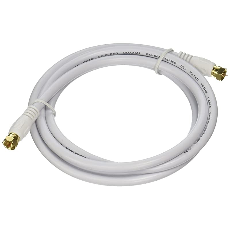 BJC RG-6 Coaxial Cable, 50 Foot, Black; Broadcast Quality Coax, Assembled in ...